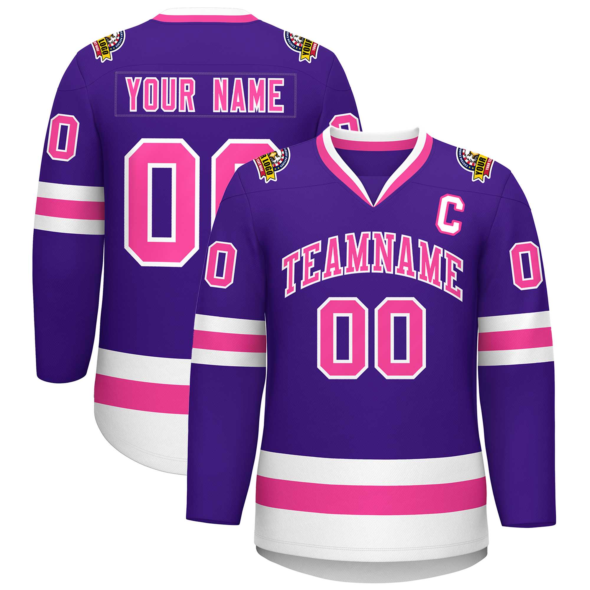 Custom Purple Pink-White Classic Style Hockey Jersey | KXKSHOP