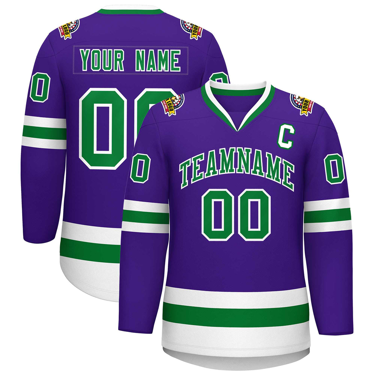 Custom Purple Kelly Green-White Classic Style Hockey Jersey | KXKSHOP
