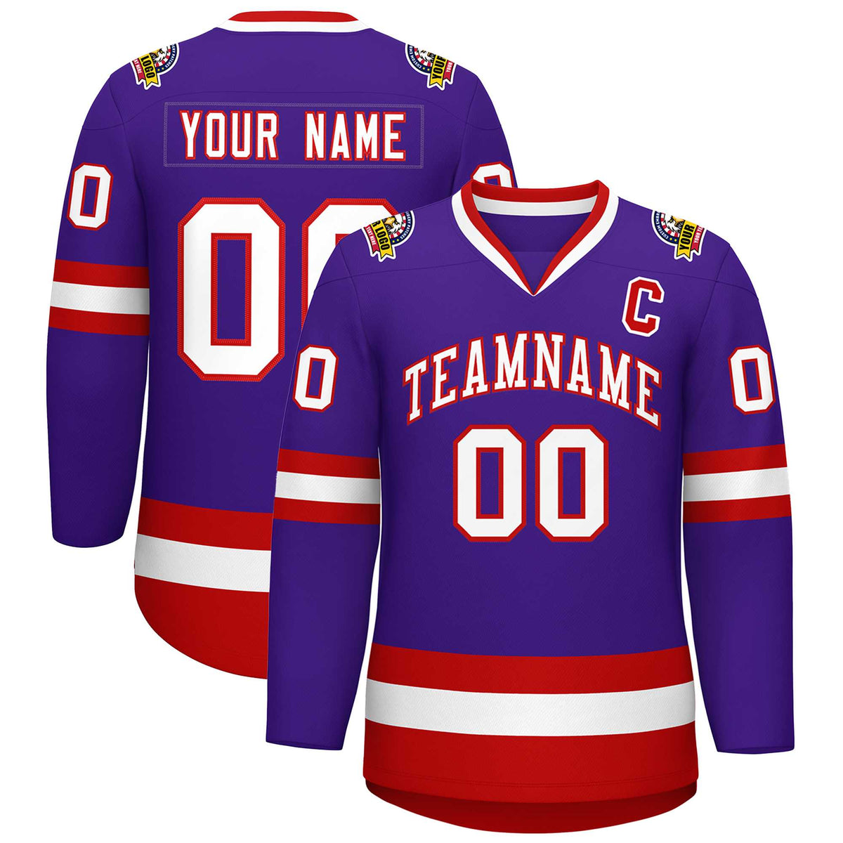 Custom Purple White-Red Classic Style Hockey Jersey | KXKSHOP