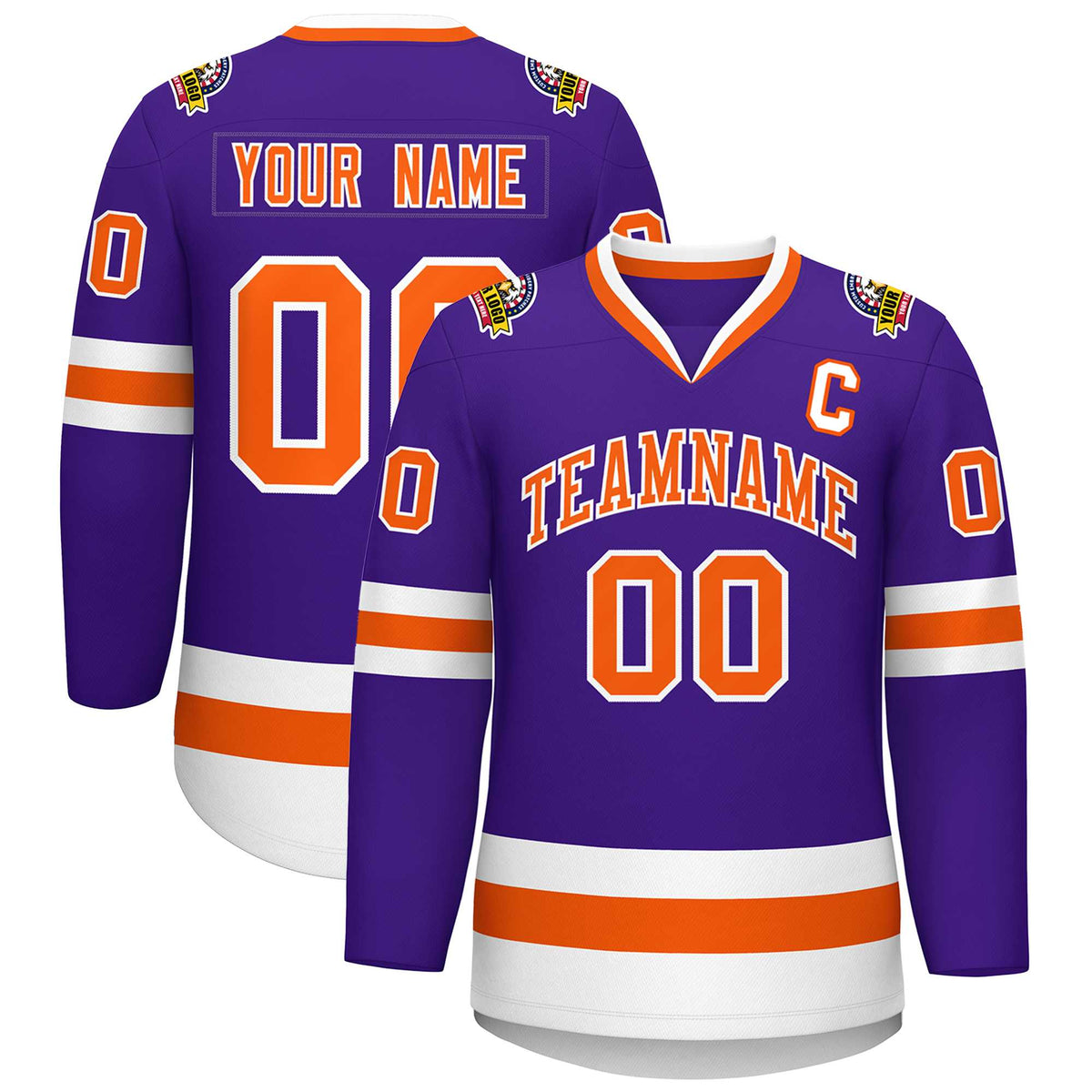 Custom Purple Orange-White Classic Style Hockey Jersey | KXKSHOP