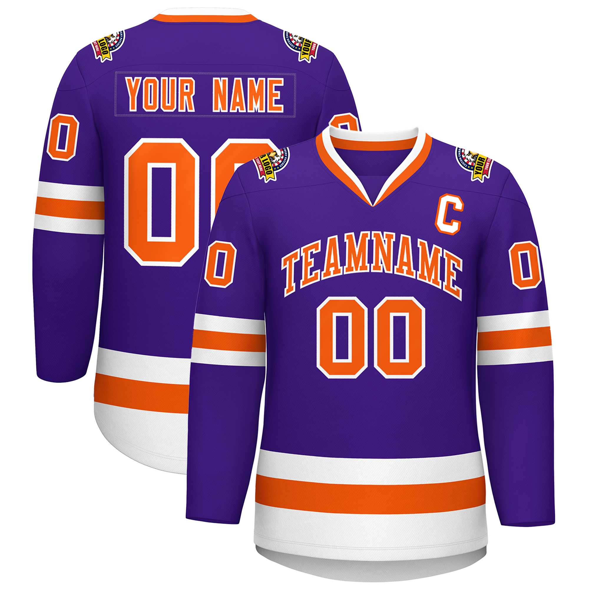 Custom Purple Orange-White Classic Style Hockey Jersey | KXKSHOP