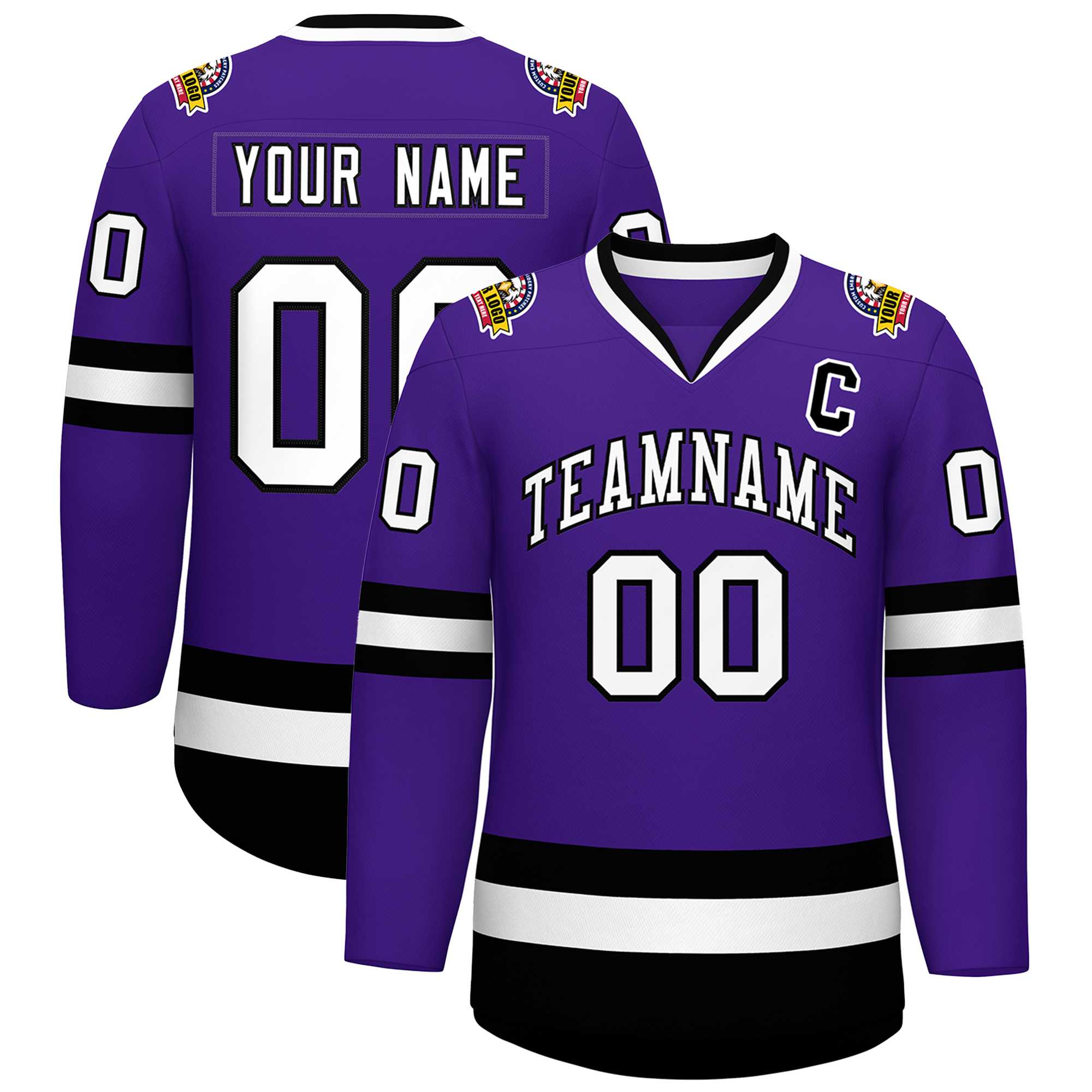 Custom Purple White-Black Classic Style Hockey Jersey | KXKSHOP