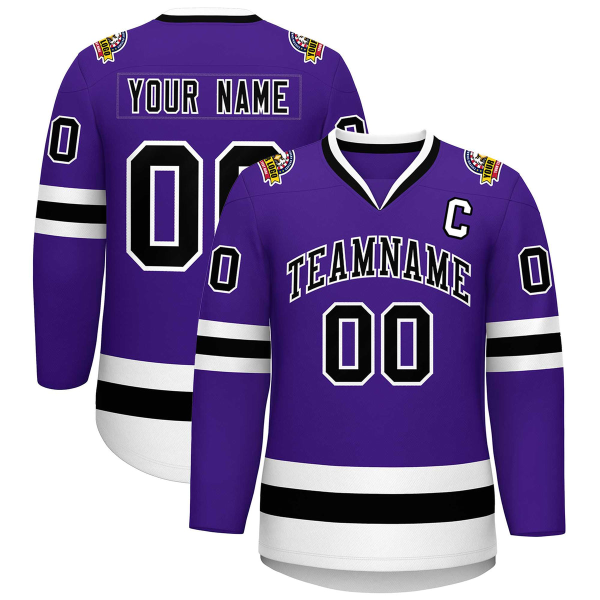 Custom Purple Black-White Classic Style Hockey Jersey | KXKSHOP