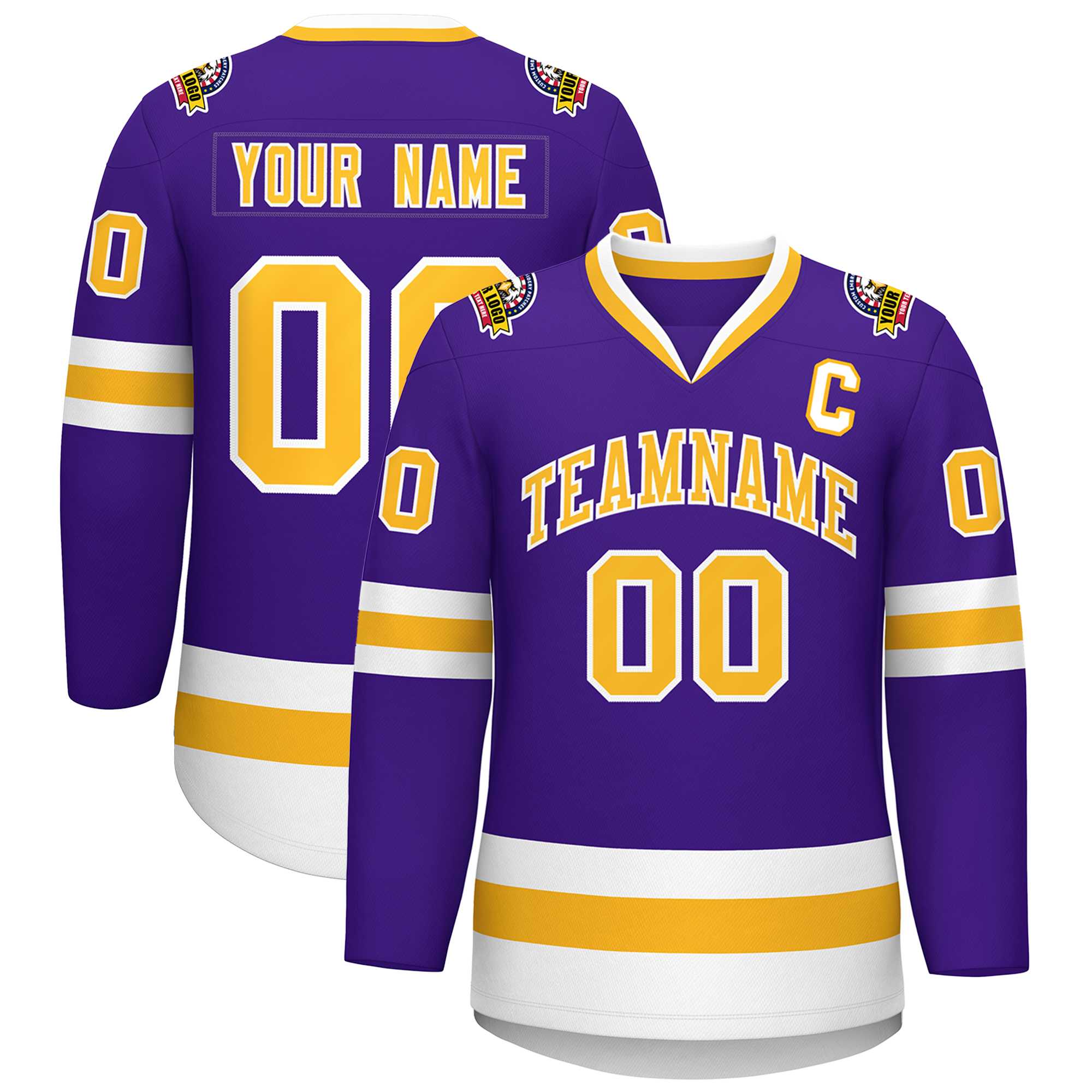 Custom Purple Gold-White Classic Style Hockey Jersey | KXKSHOP
