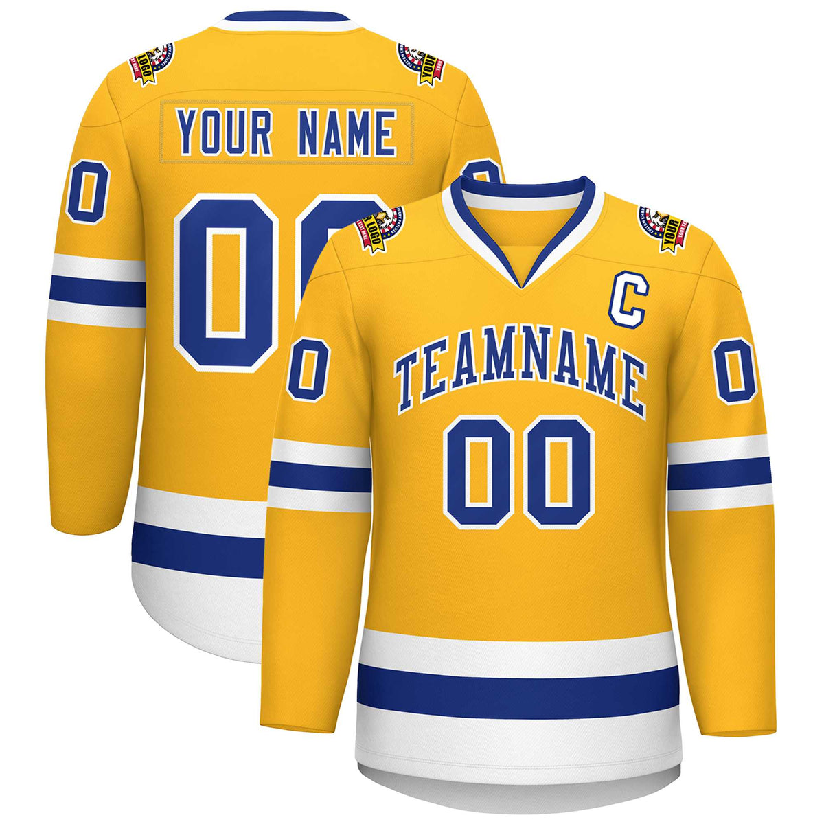 Custom Gold Royal-White Classic Style Hockey Jersey | KXKSHOP