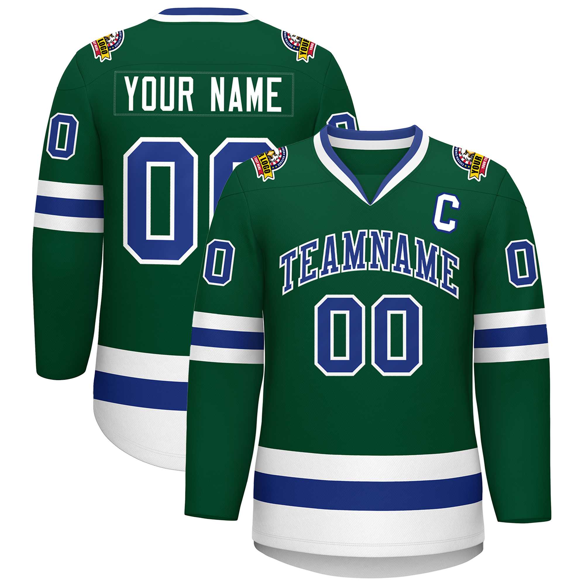 Custom Green Royal-White Classic Style Hockey Jersey | KXKSHOP