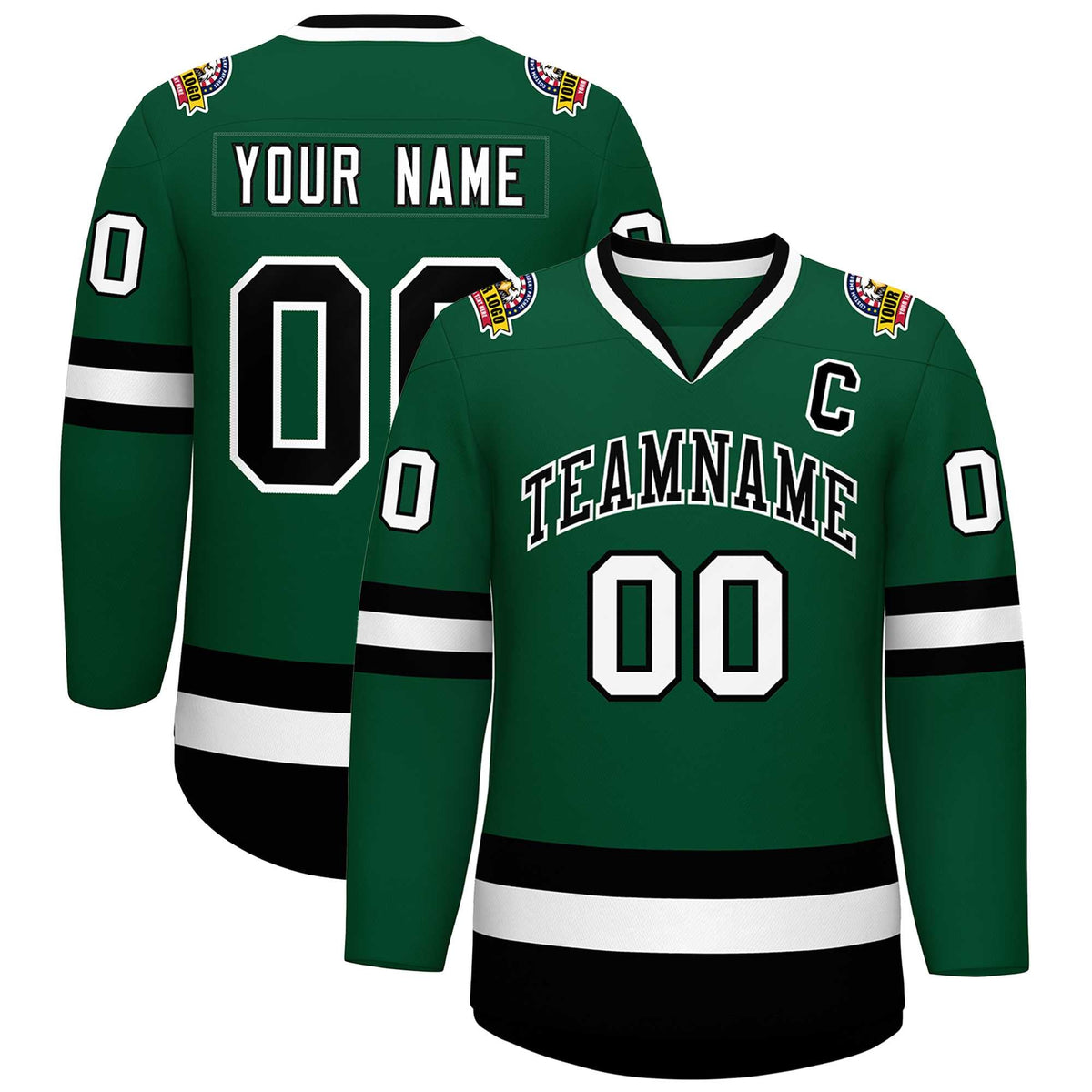 Custom Green Black-White Classic Style Hockey Jersey | KXKSHOP