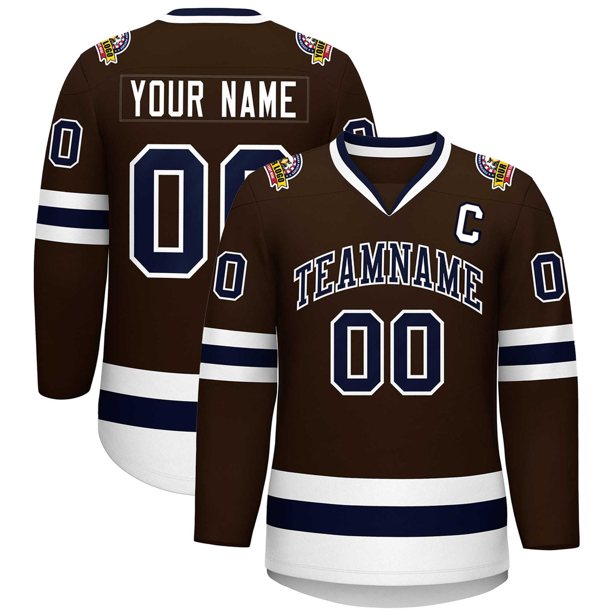 Custom Brown Navy-White Classic Style Hockey Jersey | KXKSHOP