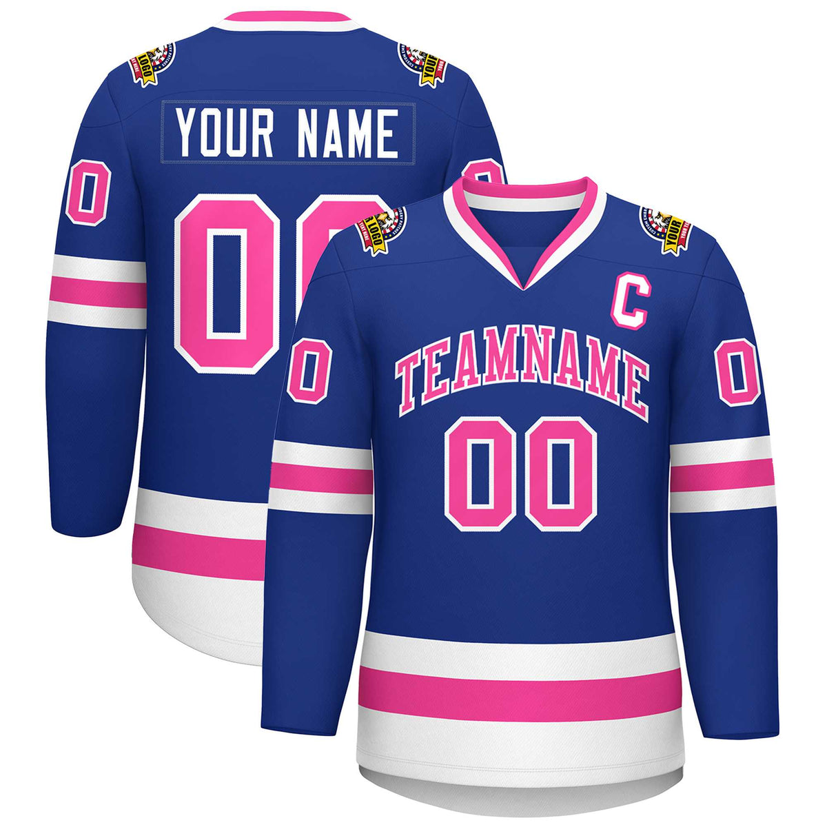Custom Royal Pink-White Classic Style Hockey Jersey | KXKSHOP
