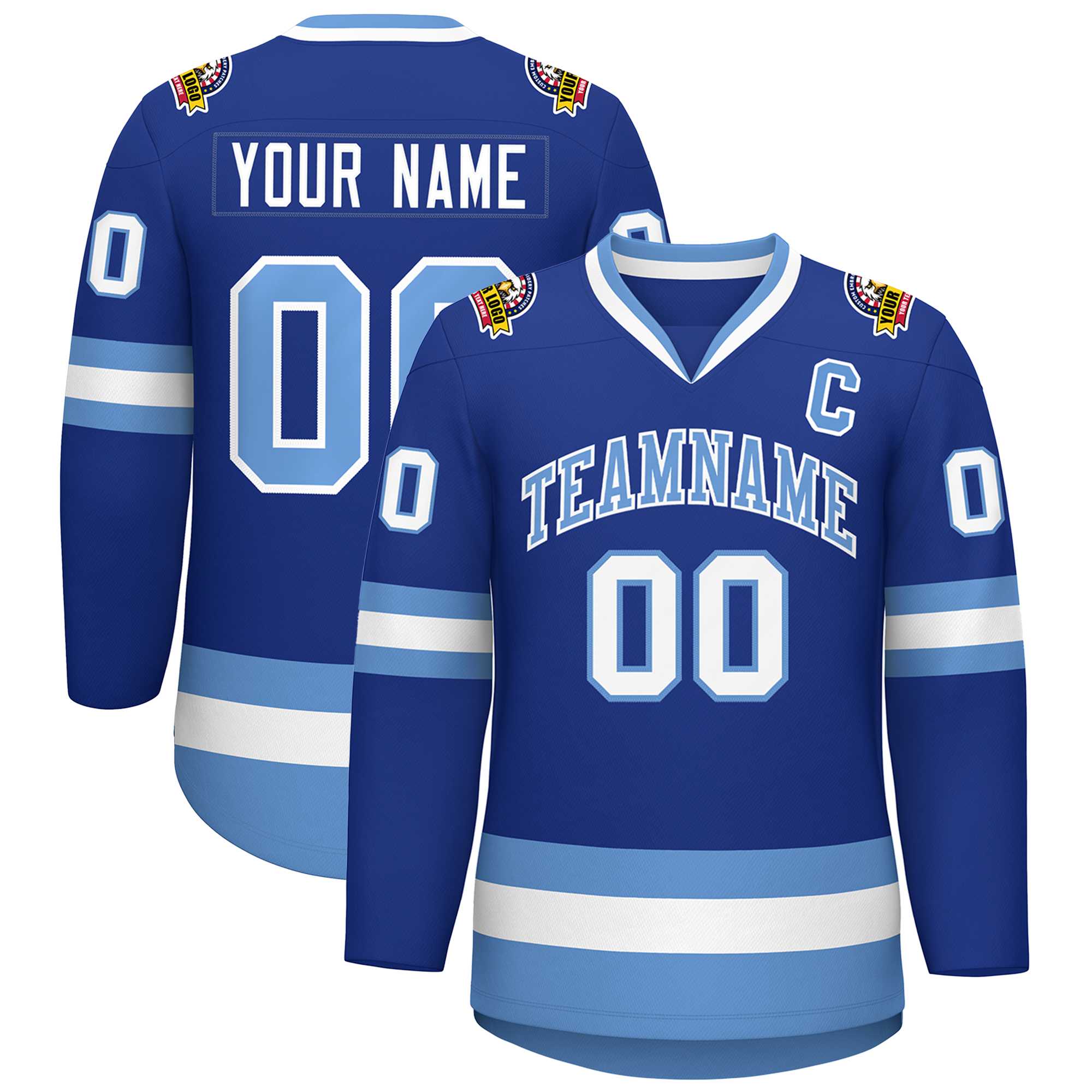 Custom Royal Light Blue-White Classic Style Hockey Jersey | KXKSHOP