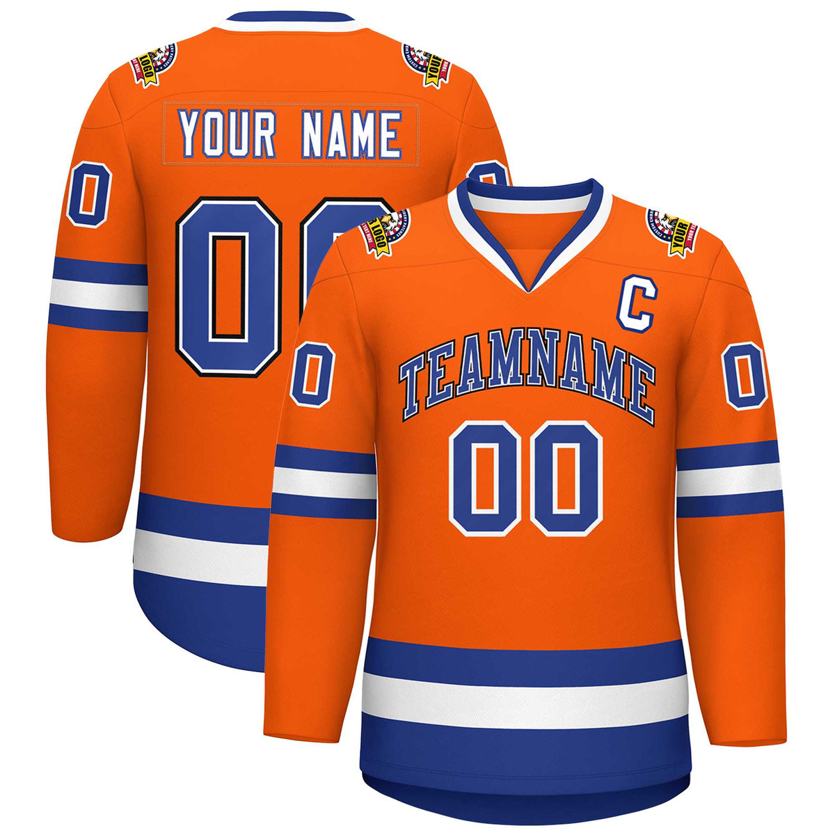 Custom Orange Royal White-Black Classic Style Hockey Jersey | KXKSHOP
