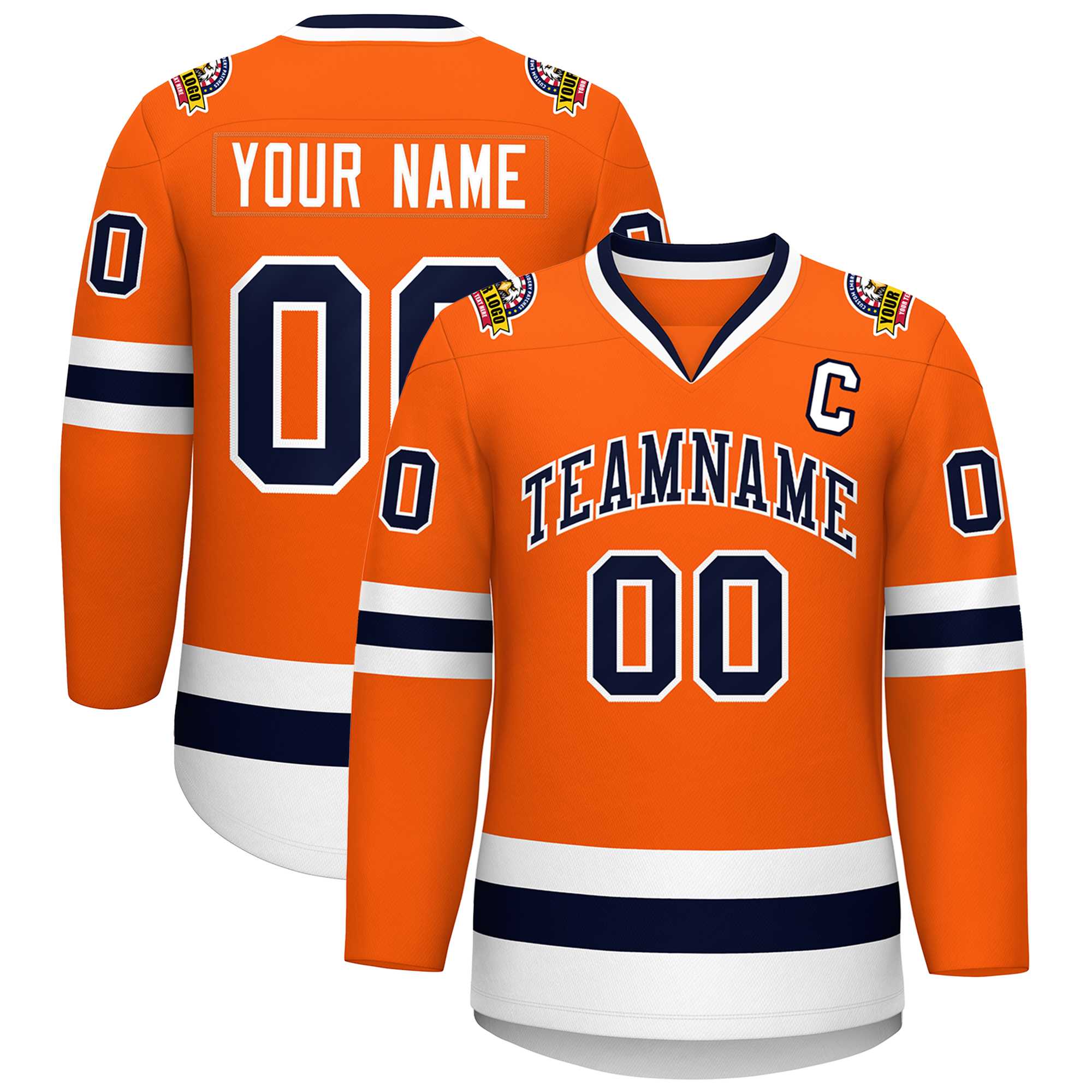 Custom Orange Navy-White Classic Style Hockey Jersey | KXKSHOP