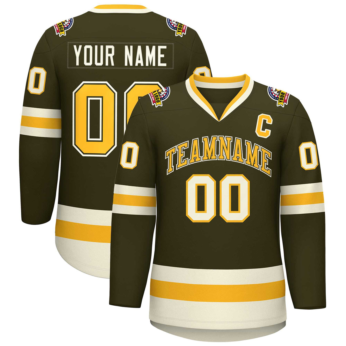 Custom Olive Gold Olive-Khaki Classic Style Hockey Jersey | KXKSHOP