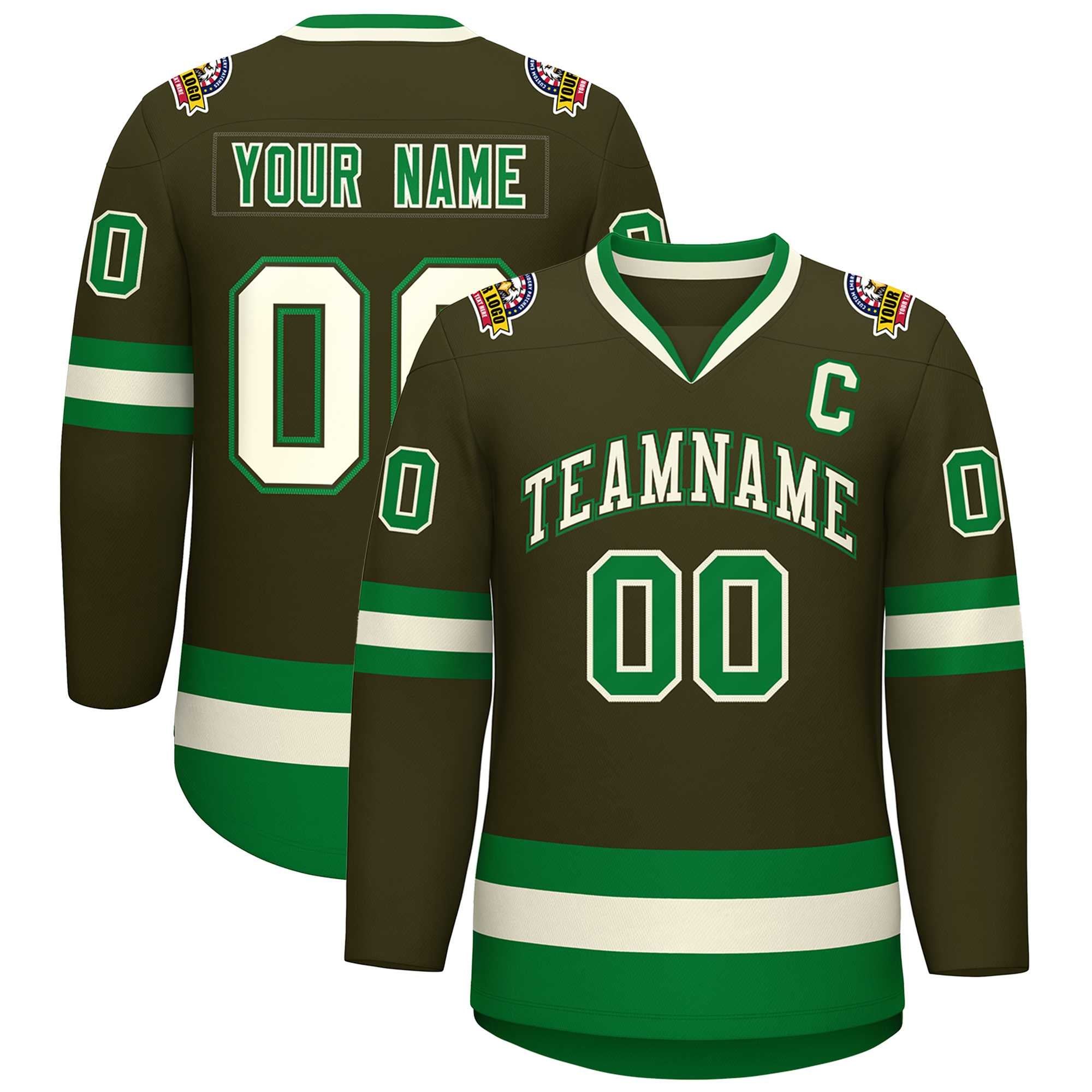 Custom Olive Khaki Olive-Kelly Green Classic Style Hockey Jersey | KXKSHOP