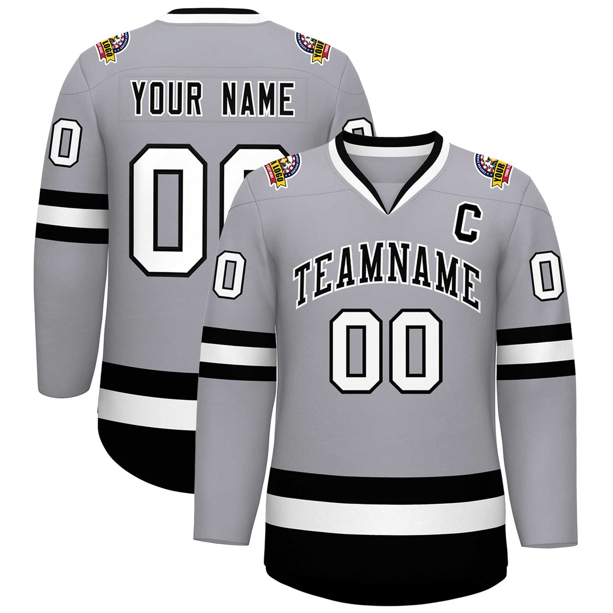 Custom Gray Black-White Classic Style Hockey Jersey | KXKSHOP