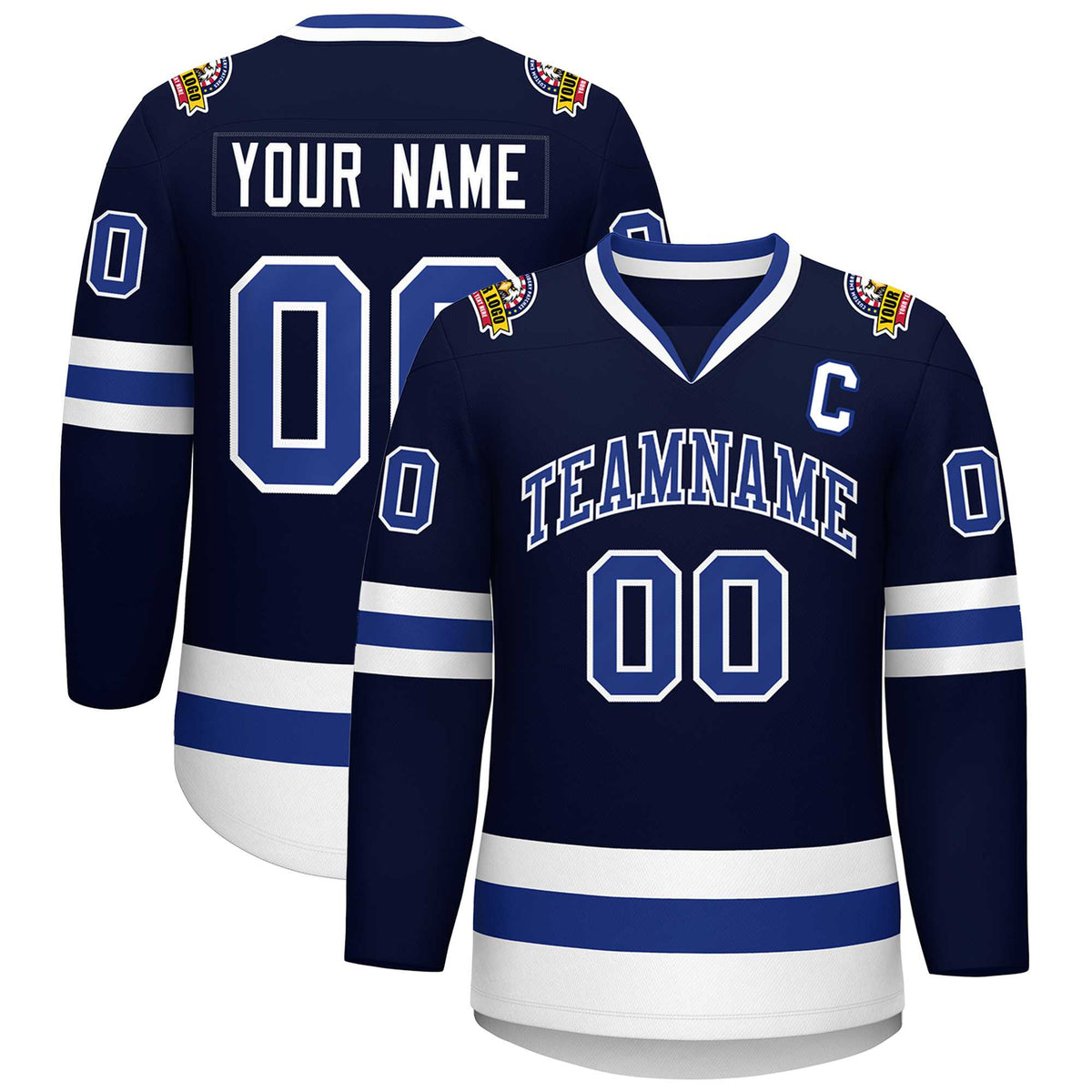 Custom Navy Royal-White Classic Style Hockey Jersey | KXKSHOP