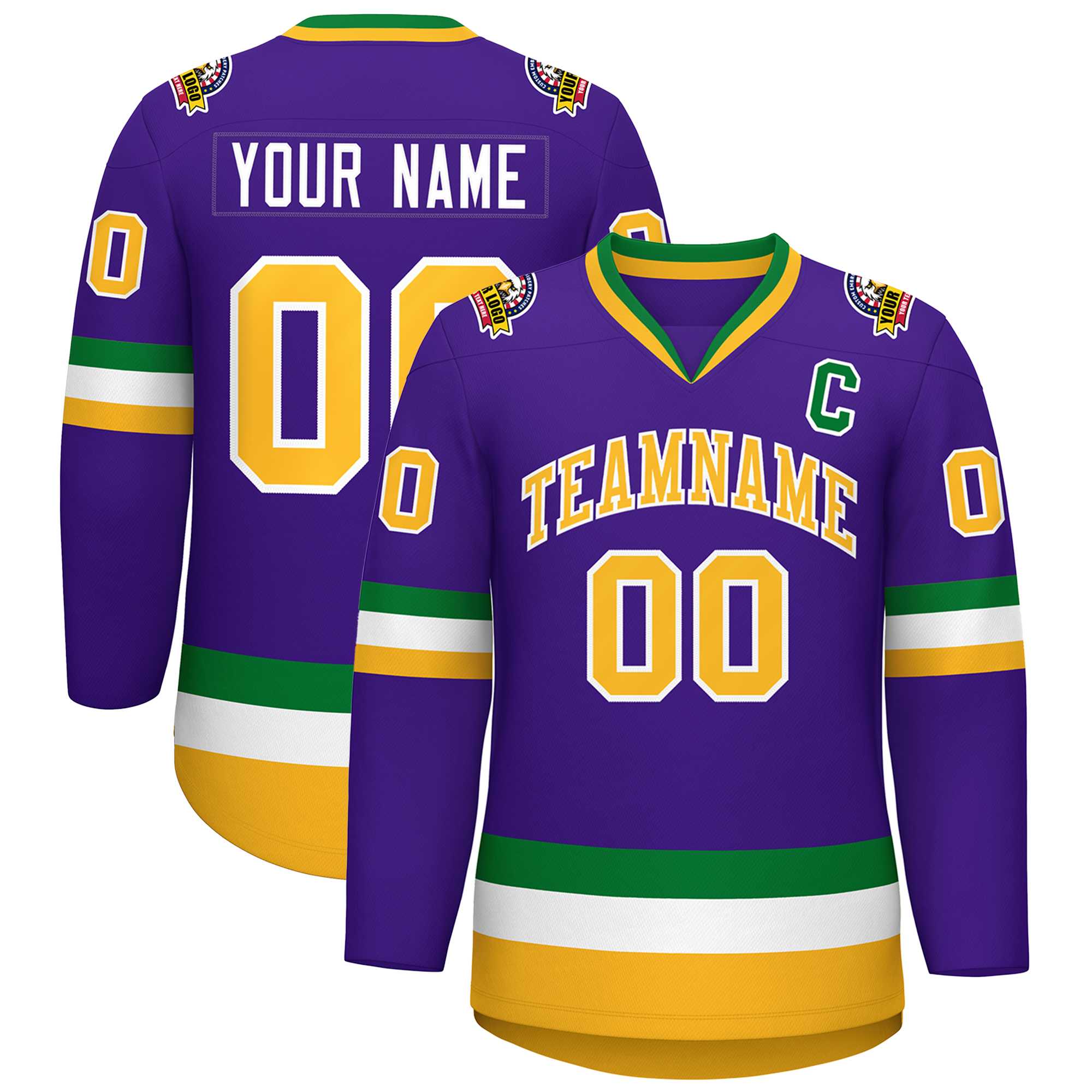 Custom Purple Gold-White Classic Style Hockey Jersey | KXKSHOP
