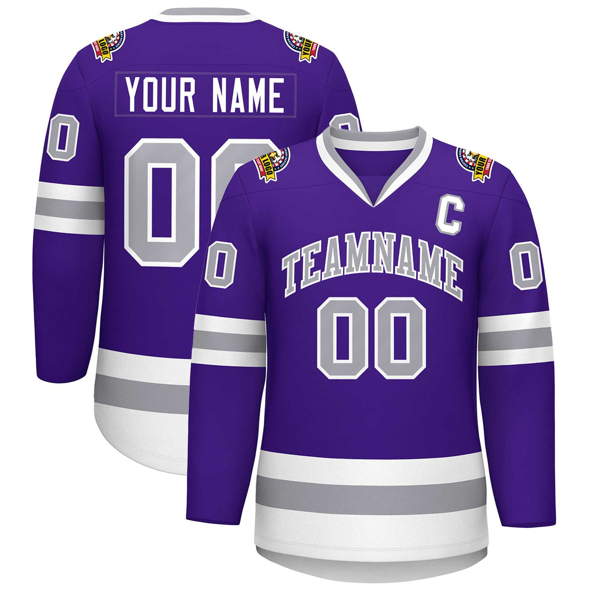 Custom Purple Gray-White Classic Style Hockey Jersey | KXKSHOP