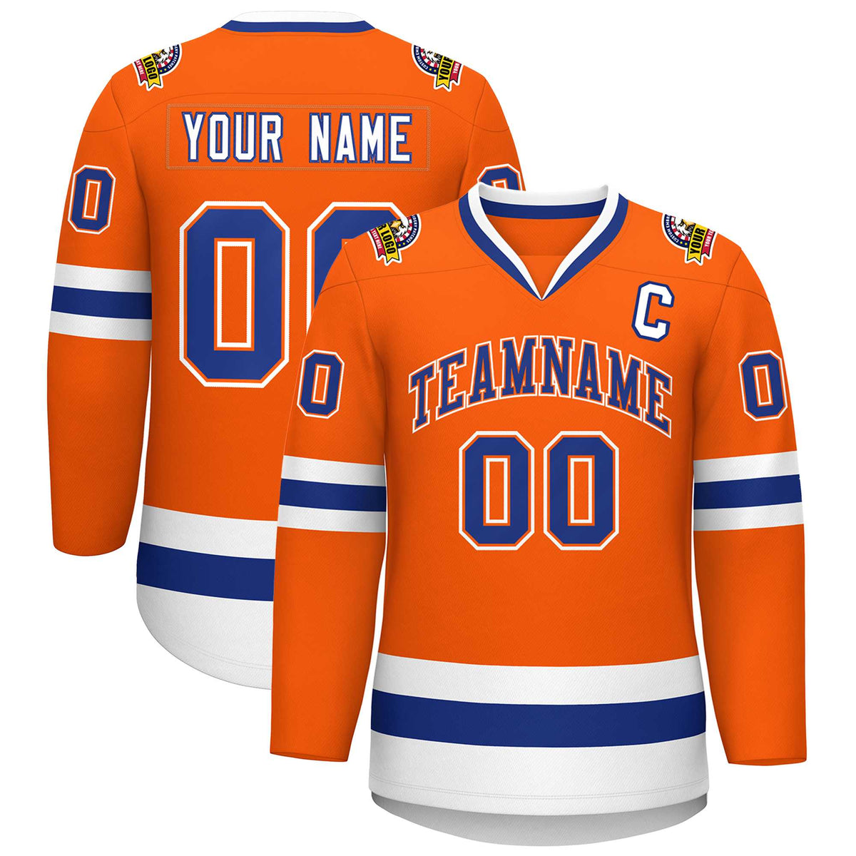 Custom Orange Royal Orange-White Classic Style Hockey Jersey | KXKSHOP