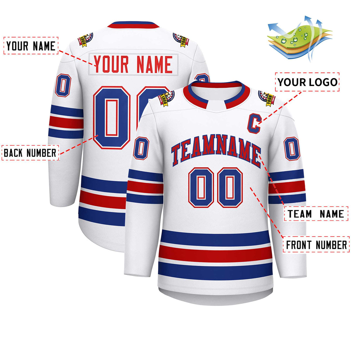 Custom White Red-Royal Classic Style Hockey Jersey | KXKSHOP