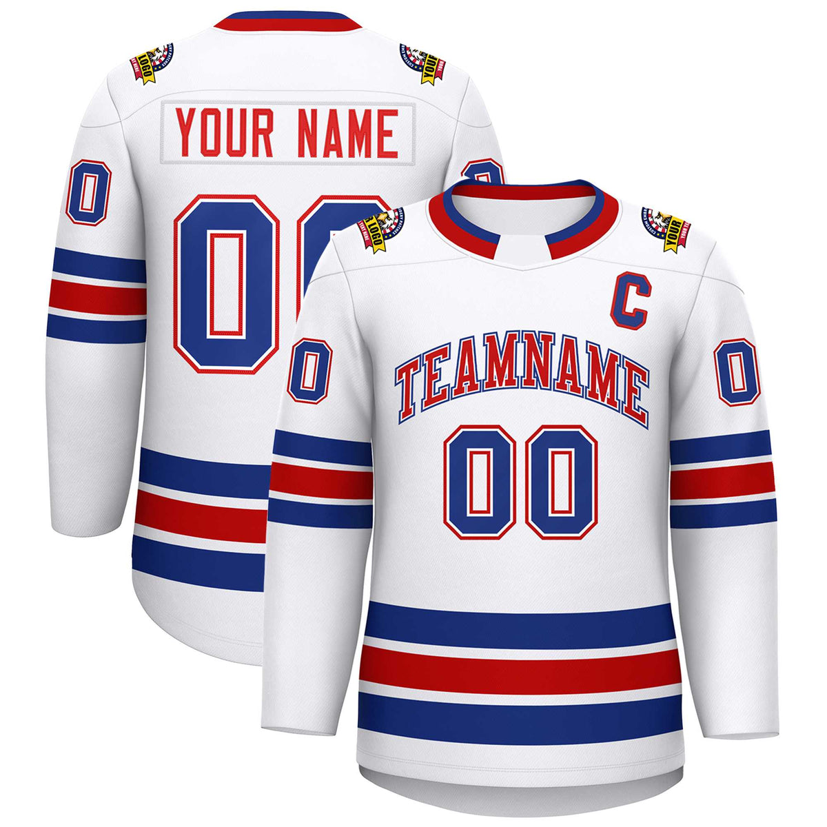 Custom White Red White-Royal Classic Style Hockey Jersey | KXKSHOP