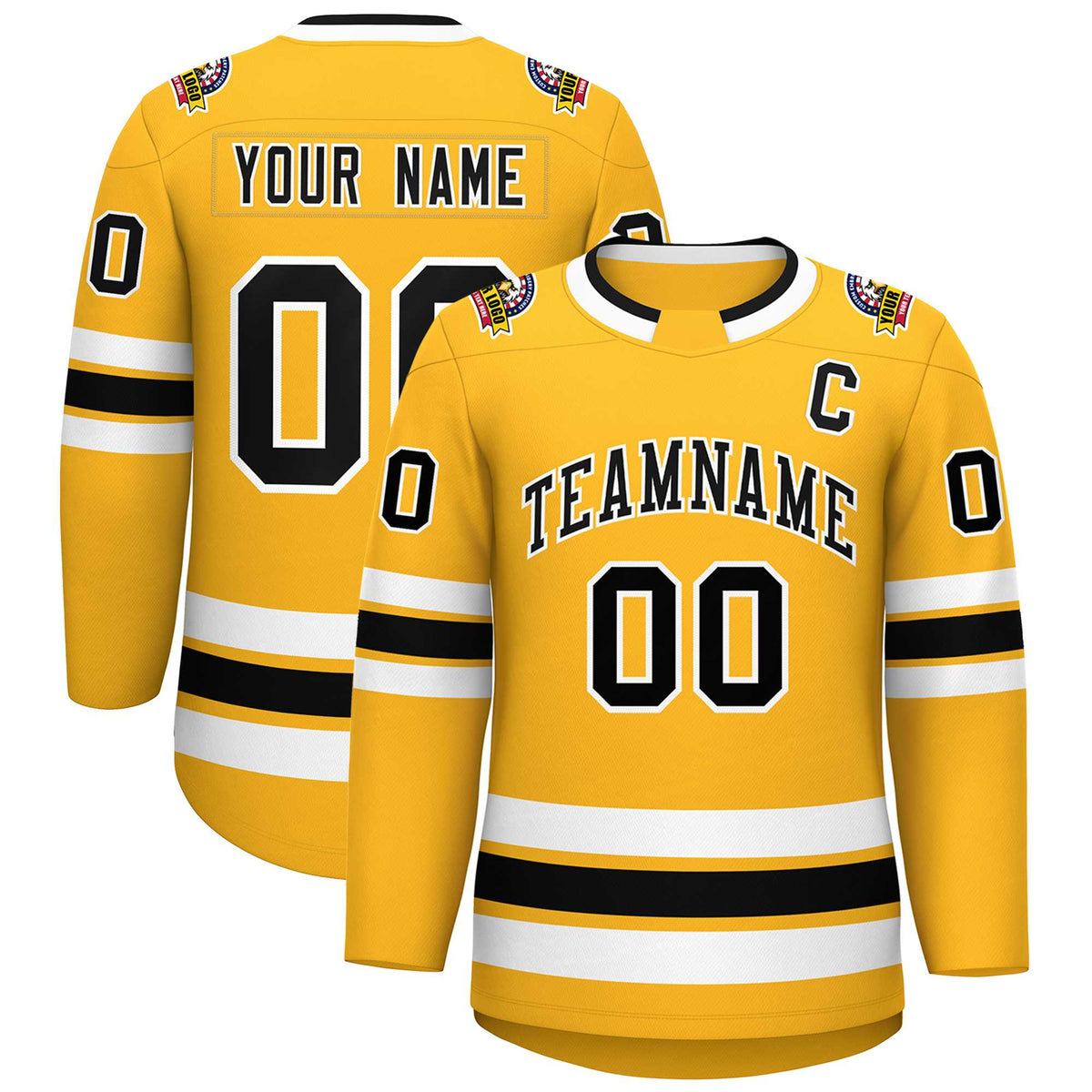 Custom Gold Black-White Classic Style Hockey Jersey | KXKSHOP