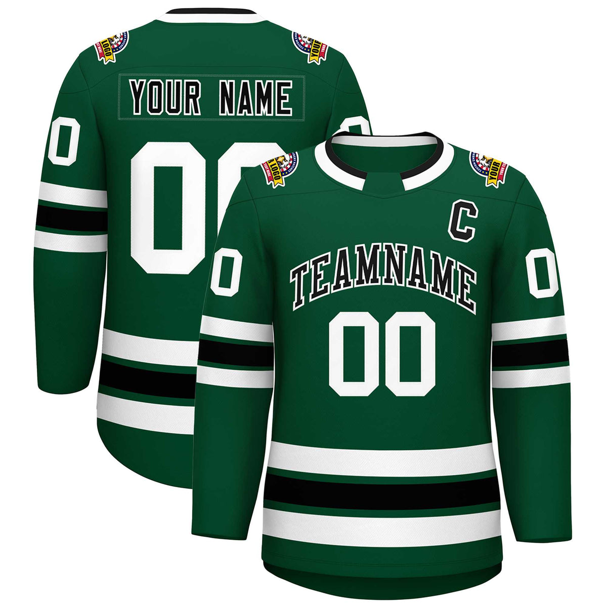 Custom Green Black-White Classic Style Hockey Jersey | KXKSHOP