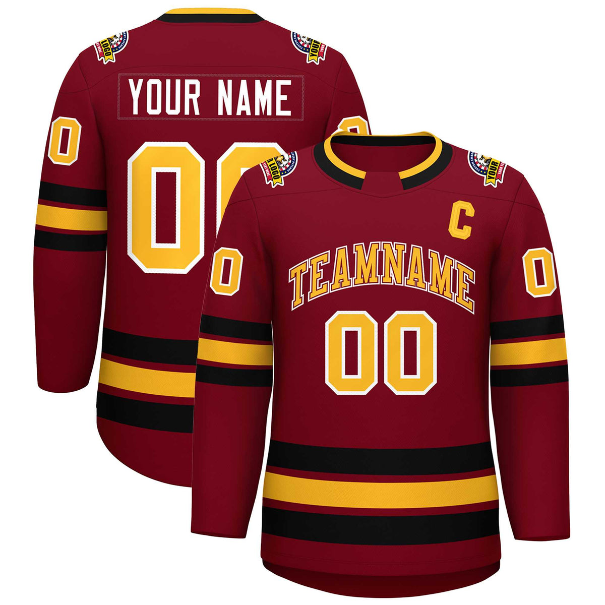 Custom Crimson Gold Crimson-White Classic Style Hockey Jersey | KXKSHOP