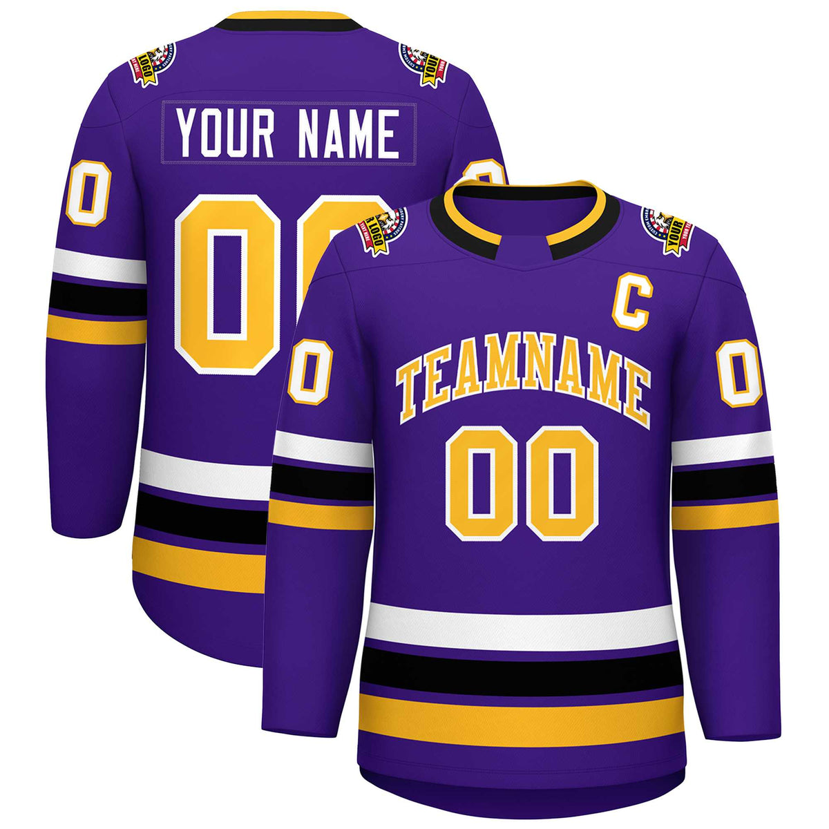 Custom Purple Gold-White Classic Style Hockey Jersey | KXKSHOP