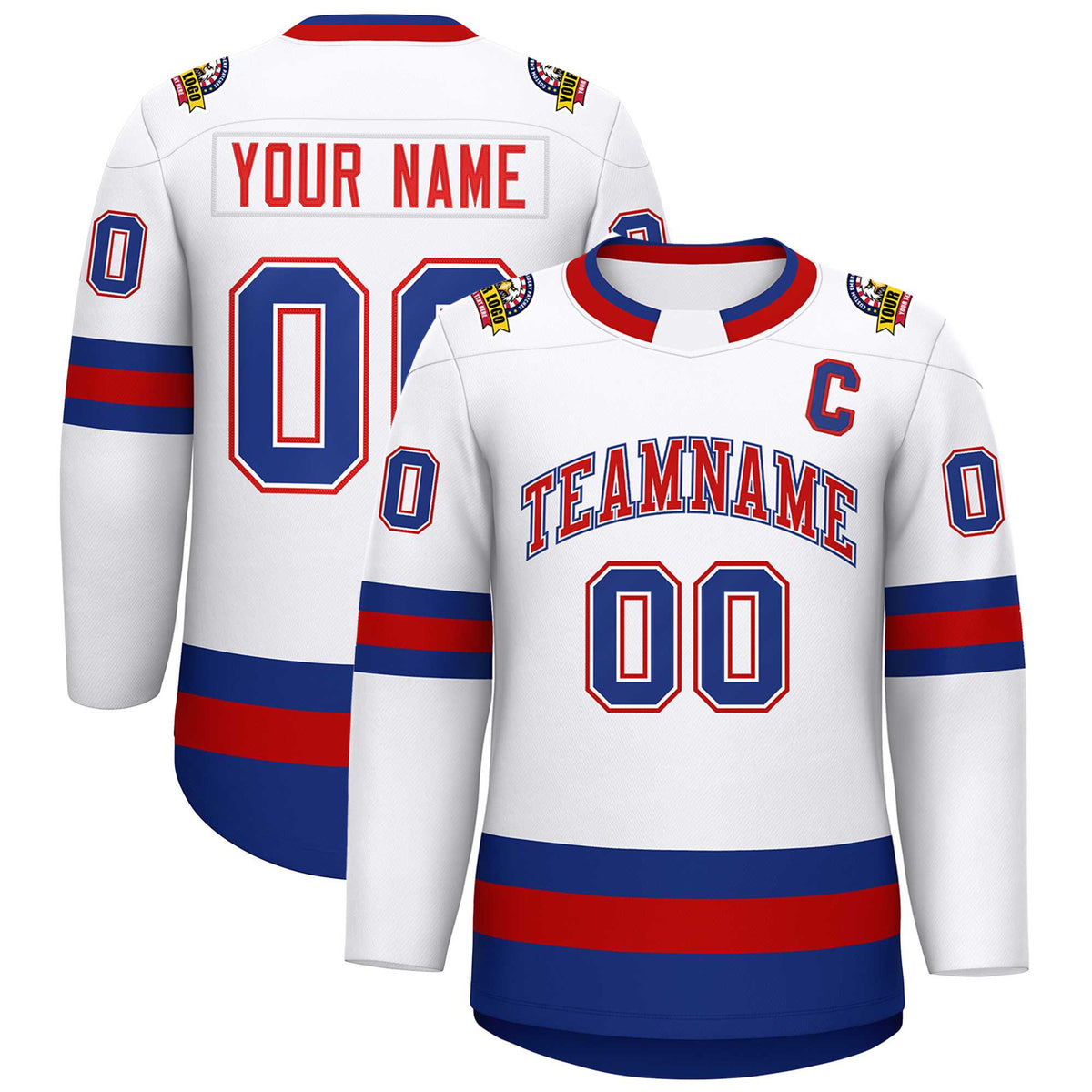 Custom White Red White-Royal Classic Style Hockey Jersey | KXKSHOP