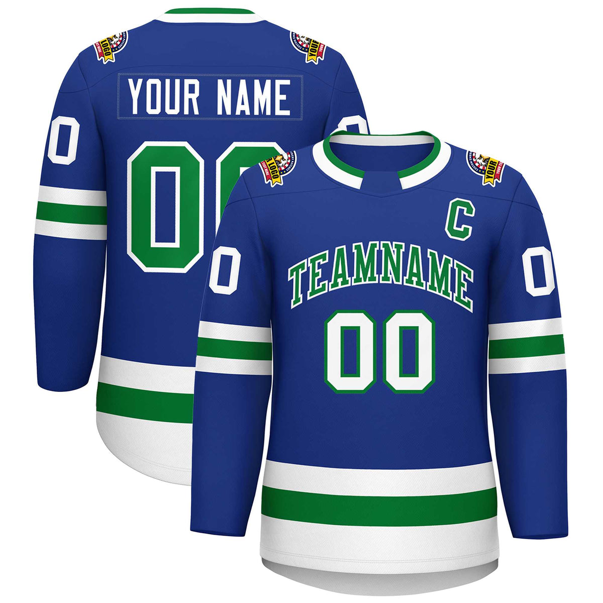 Custom Royal Kelly Green-White Classic Style Hockey Jersey | KXKSHOP