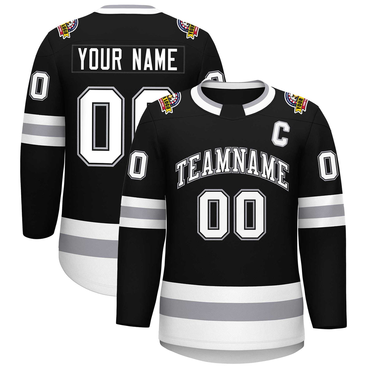Custom Black White Black-Gray Classic Style Hockey Jersey | KXKSHOP