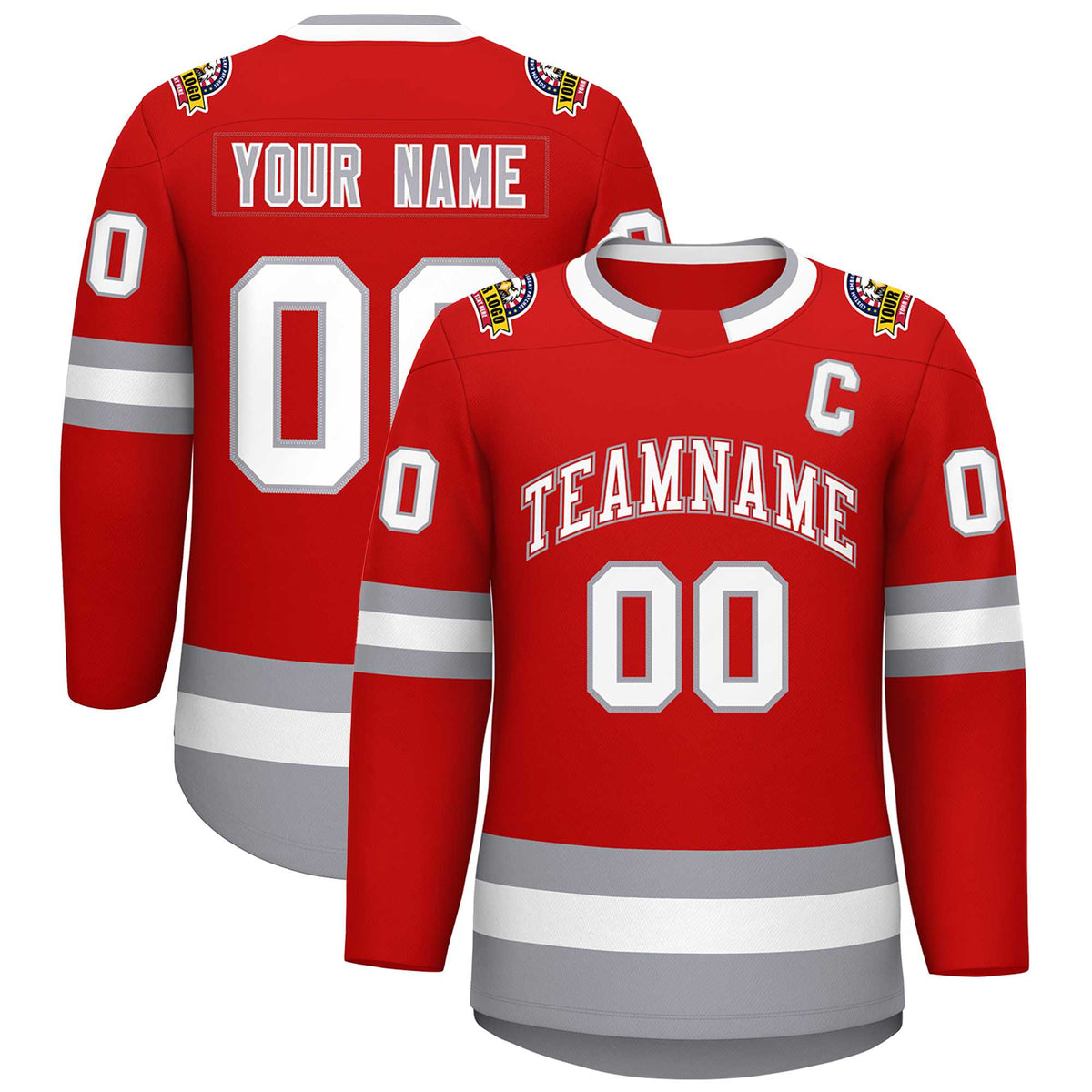 Custom Red White Red-Gray Classic Style Hockey Jersey | KXKSHOP