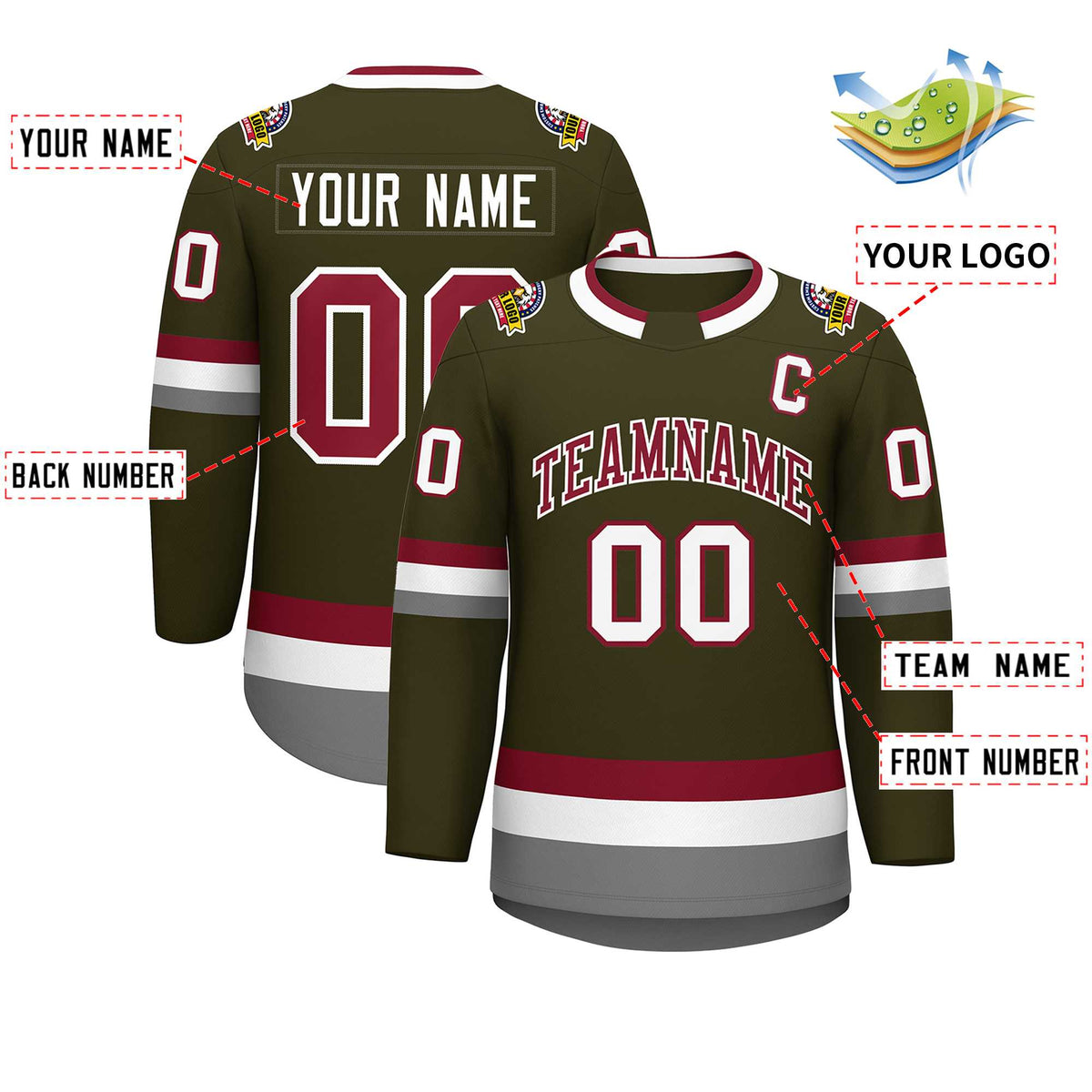 Custom Olive Crimson-White Classic Style Hockey Jersey | KXKSHOP