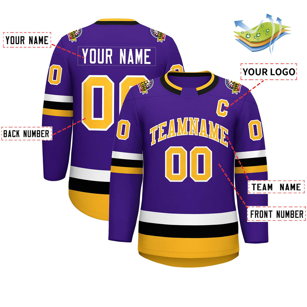 Custom Purple Gold-White Classic Style Hockey Jersey | KXKSHOP