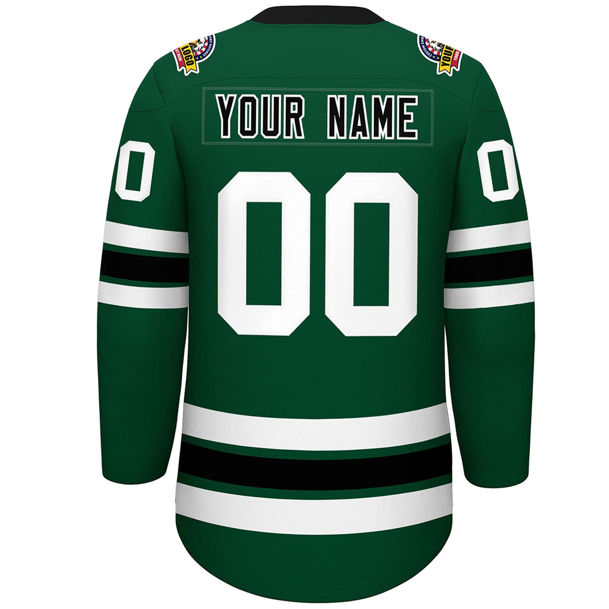 Custom Green Black-White Lace-Up Neck Hockey Jersey | KXKSHOP