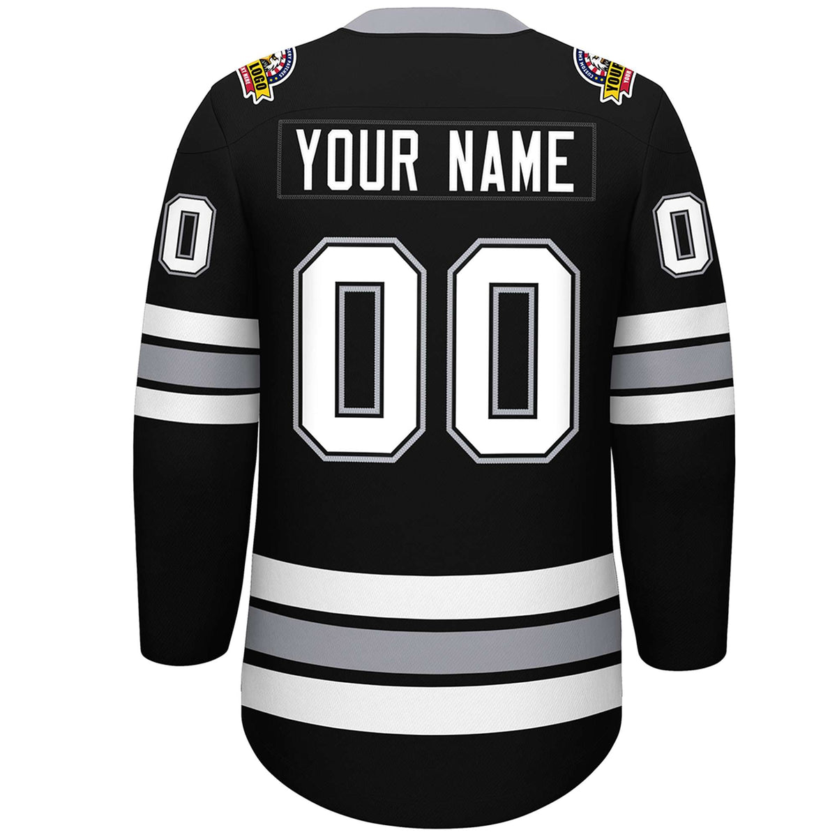 Custom Black White-Gray Lace-Up Neck Hockey Jersey | KXKSHOP