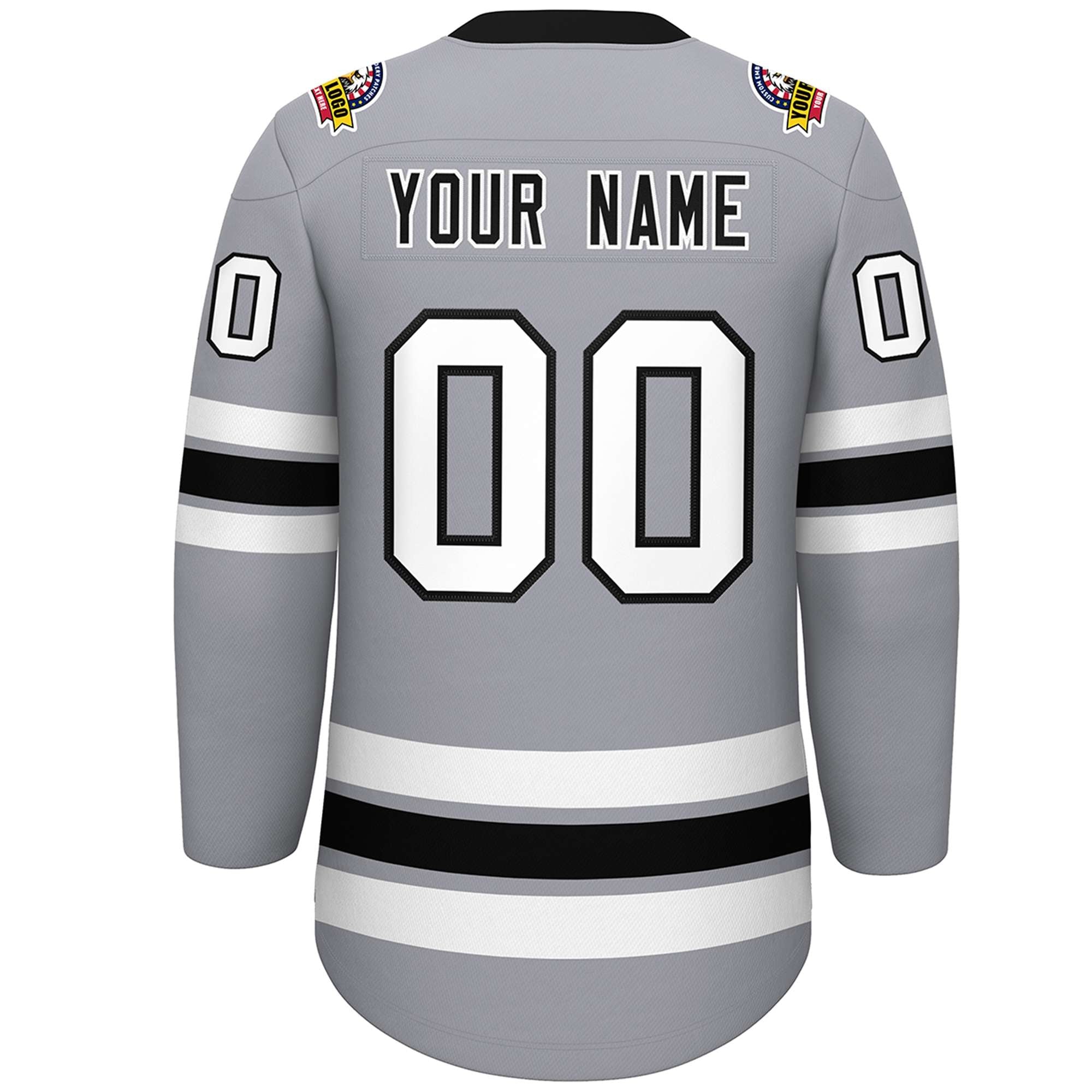 Custom Gray Black-White Lace-Up Neck Hockey Jersey | KXKSHOP