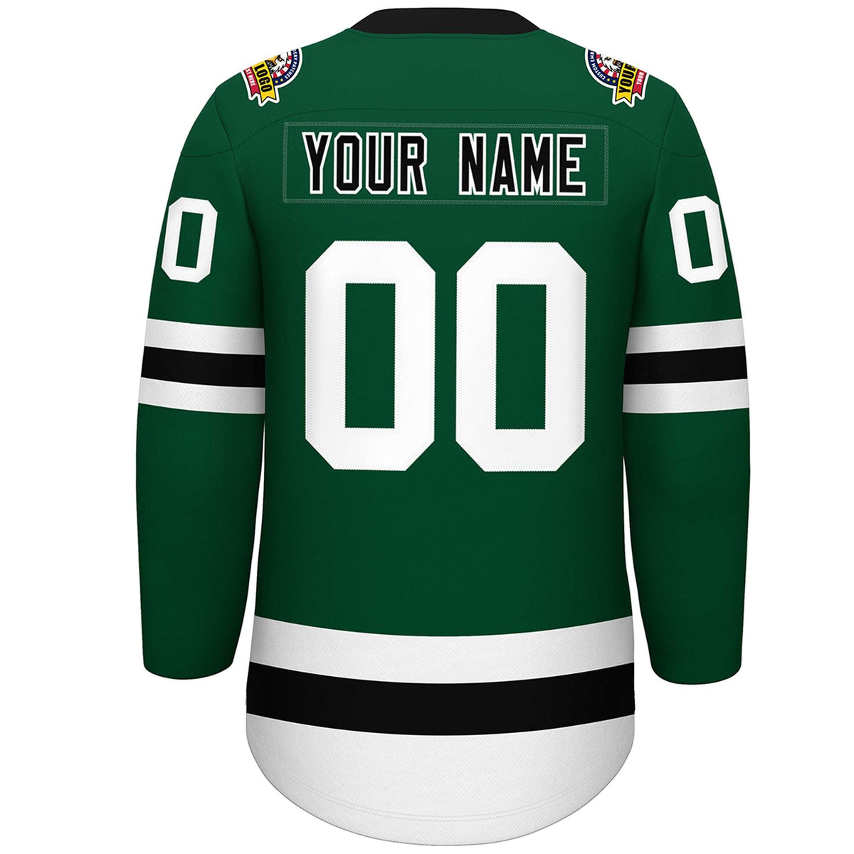 Custom Green Black-White Lace-Up Neck Hockey Jersey | KXKSHOP