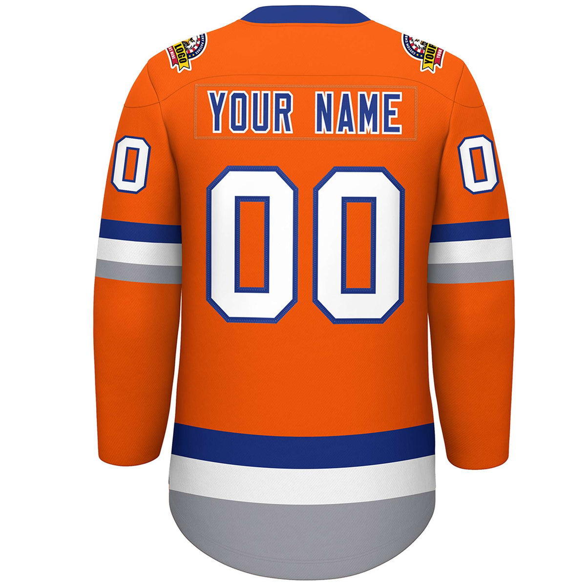 Custom Orange Royal-White Lace-Up Neck Hockey Jersey | KXKSHOP
