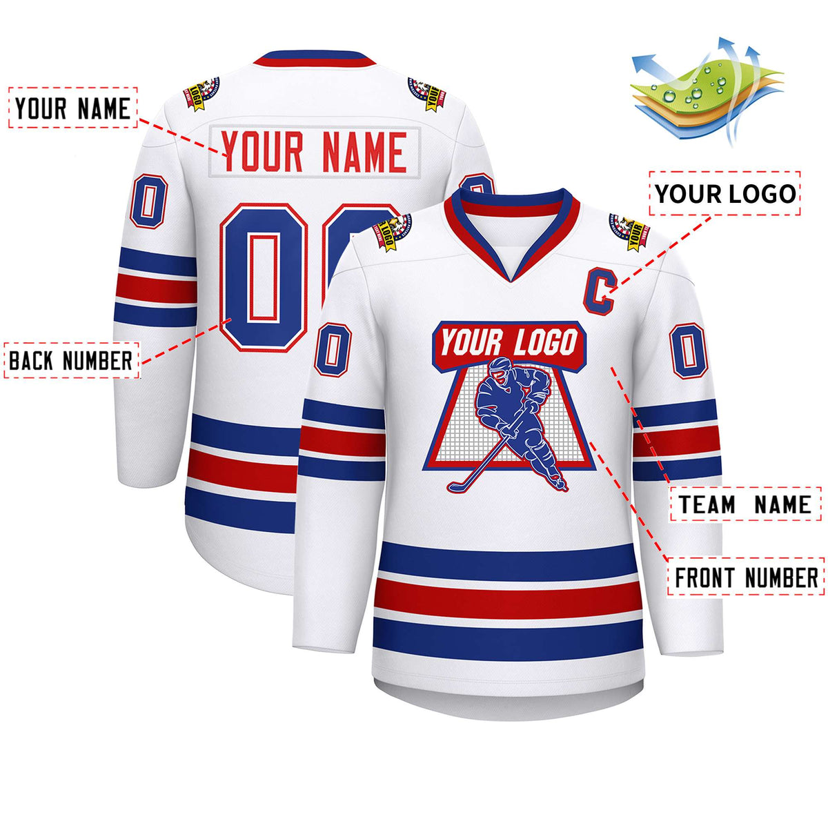 Custom White Red-Royal Classic Style Hockey Jersey | KXKSHOP
