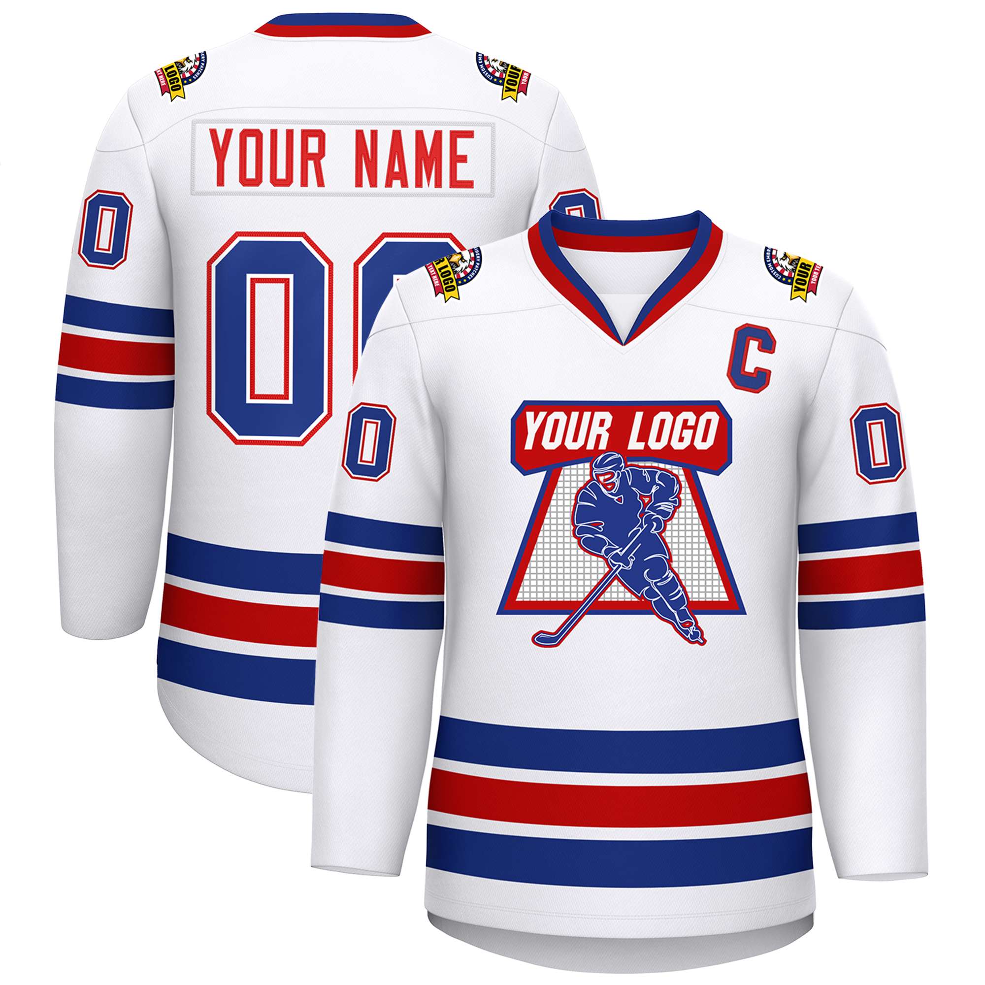 Custom White Red White-Royal Classic Style Hockey Jersey | KXKSHOP