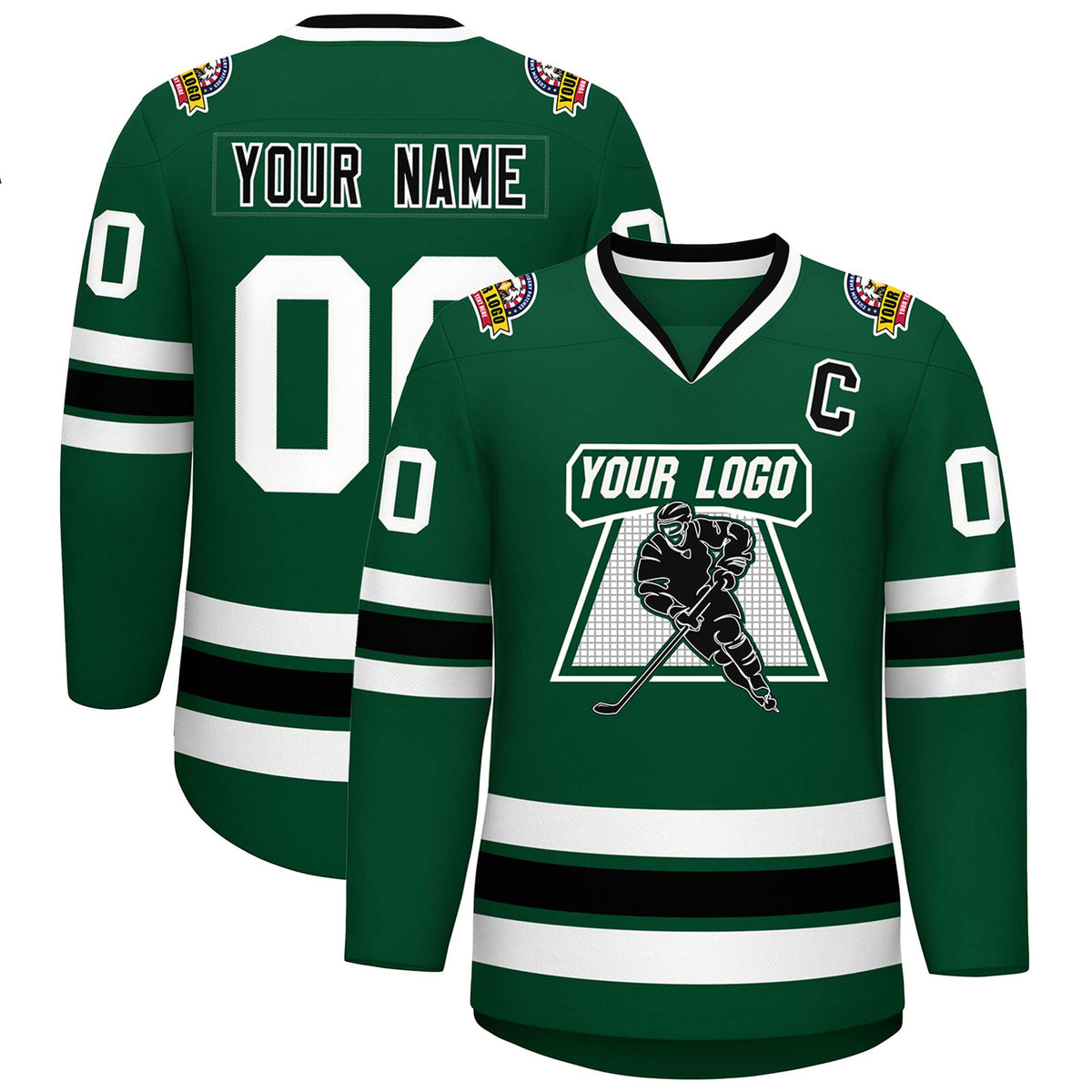 Custom Green Black-White Classic Style Hockey Jersey | KXKSHOP