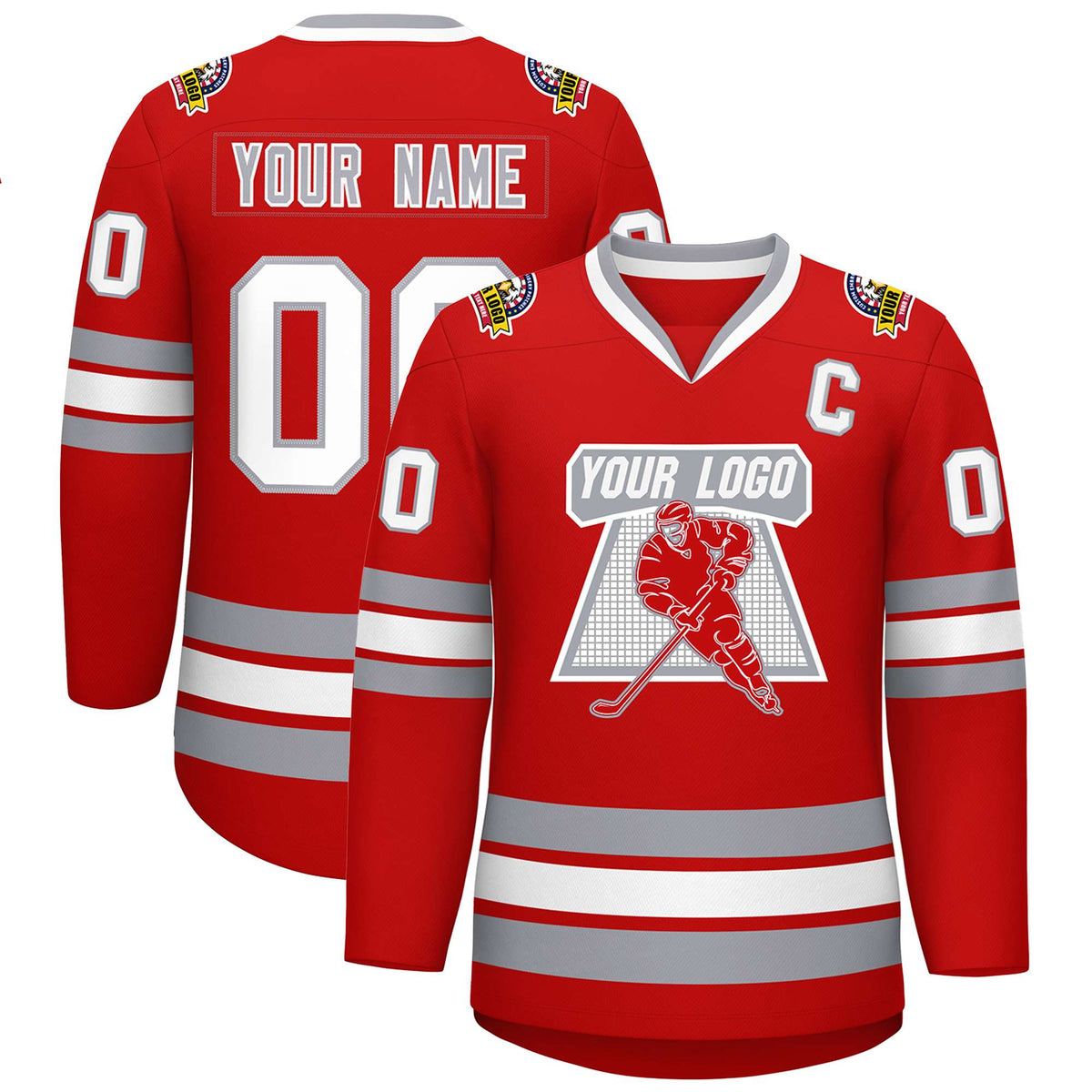 Custom Red White Red-Gray Classic Style Hockey Jersey | KXKSHOP