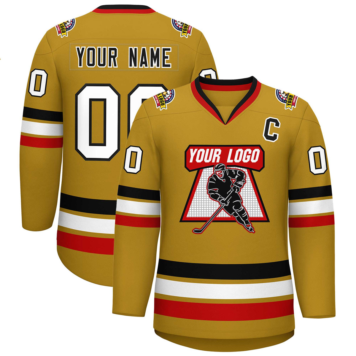 Custom Old Gold Black-White Classic Style Hockey Jersey | KXKSHOP