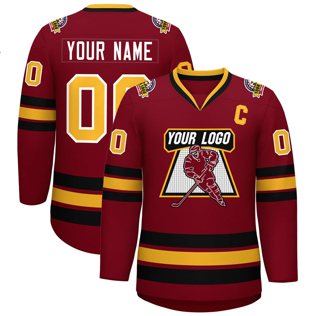 Custom Crimson Gold Crimson-White Classic Style Hockey Jersey | KXKSHOP
