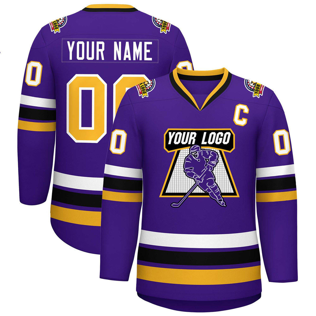 Custom Purple Gold-White Classic Style Hockey Jersey | KXKSHOP