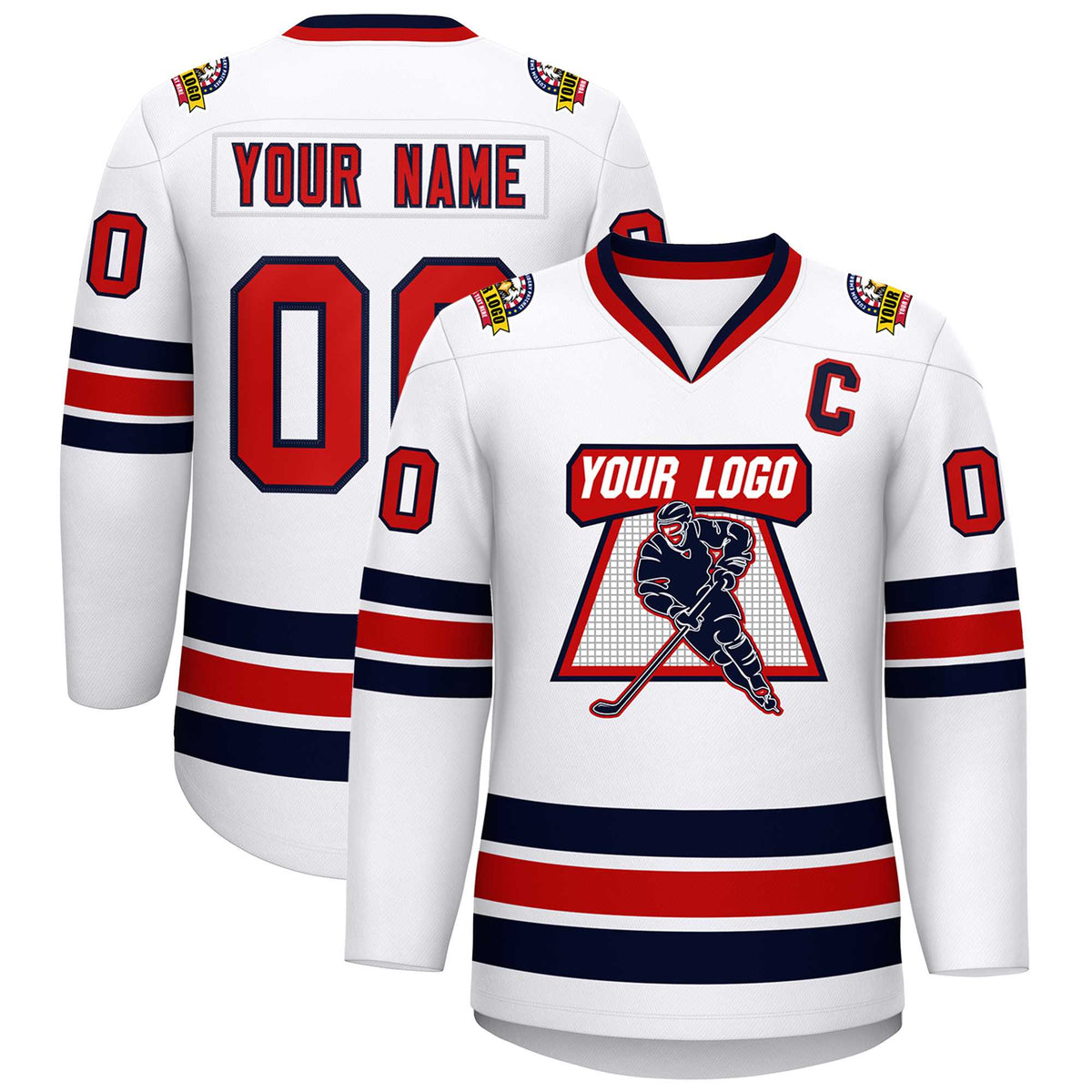 Custom White Red-Navy Classic Style Hockey Jersey | KXKSHOP