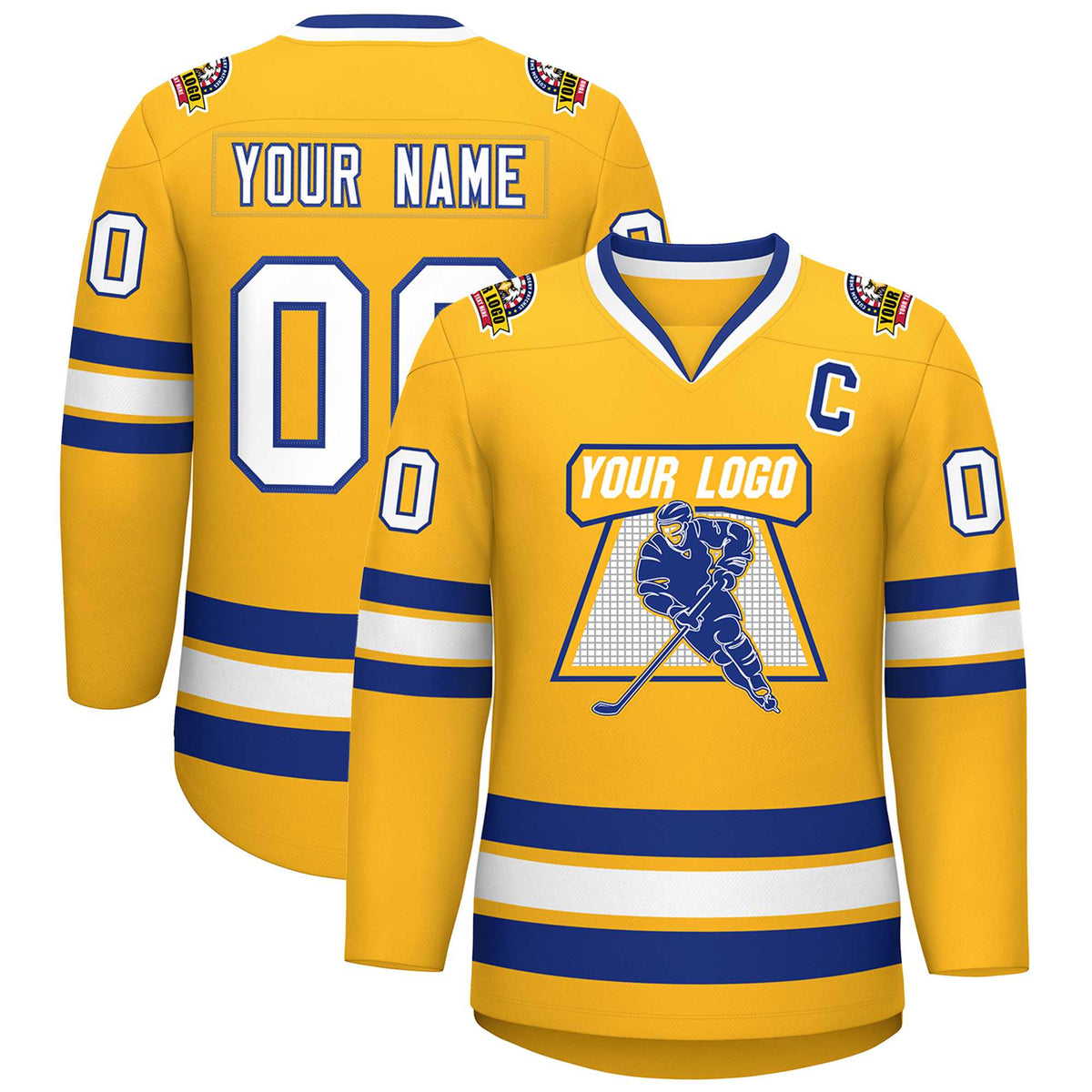Custom Gold White-Royal Classic Style Hockey Jersey | KXKSHOP