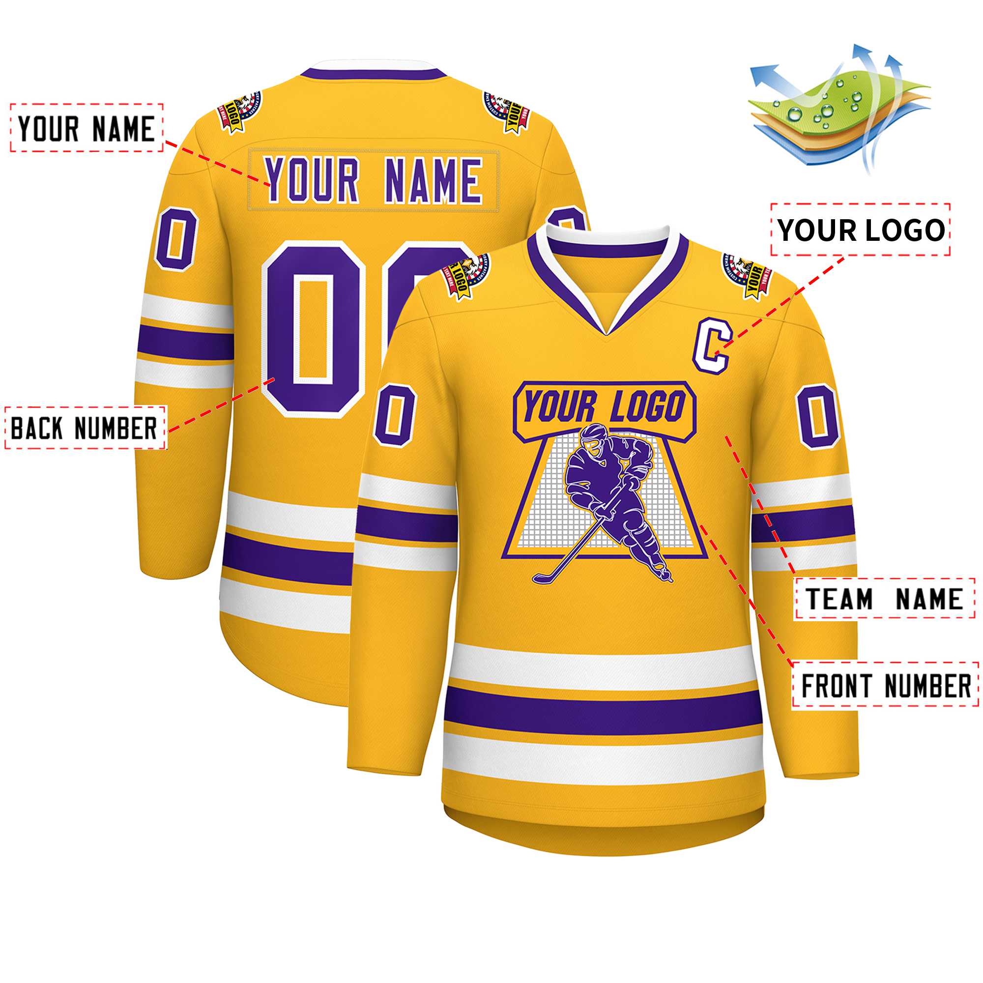 Custom Gold Purple-White Classic Style Hockey Jersey | KXKSHOP